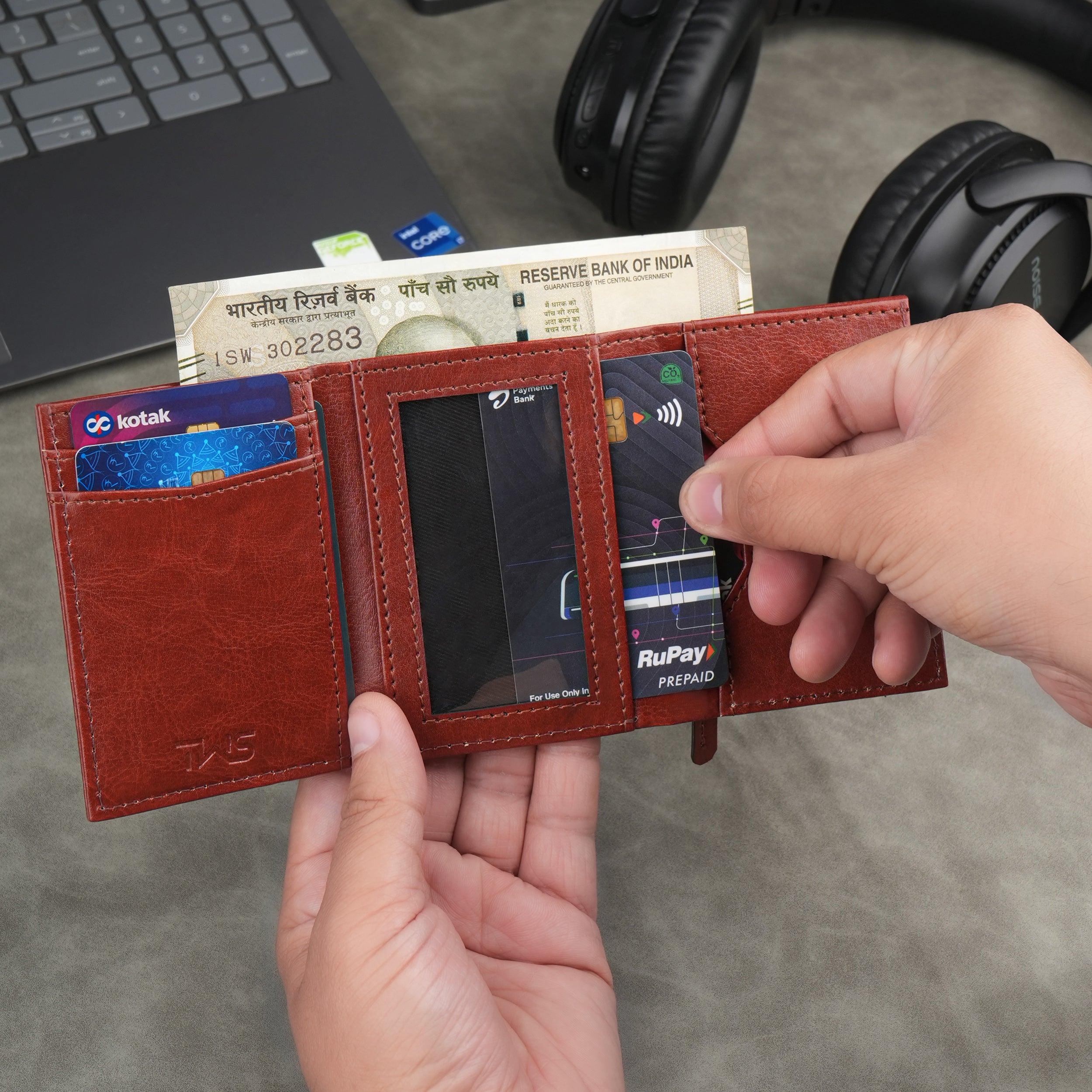 Cipher RFID-Protected Wallet With Detachable Cardholder - Tan