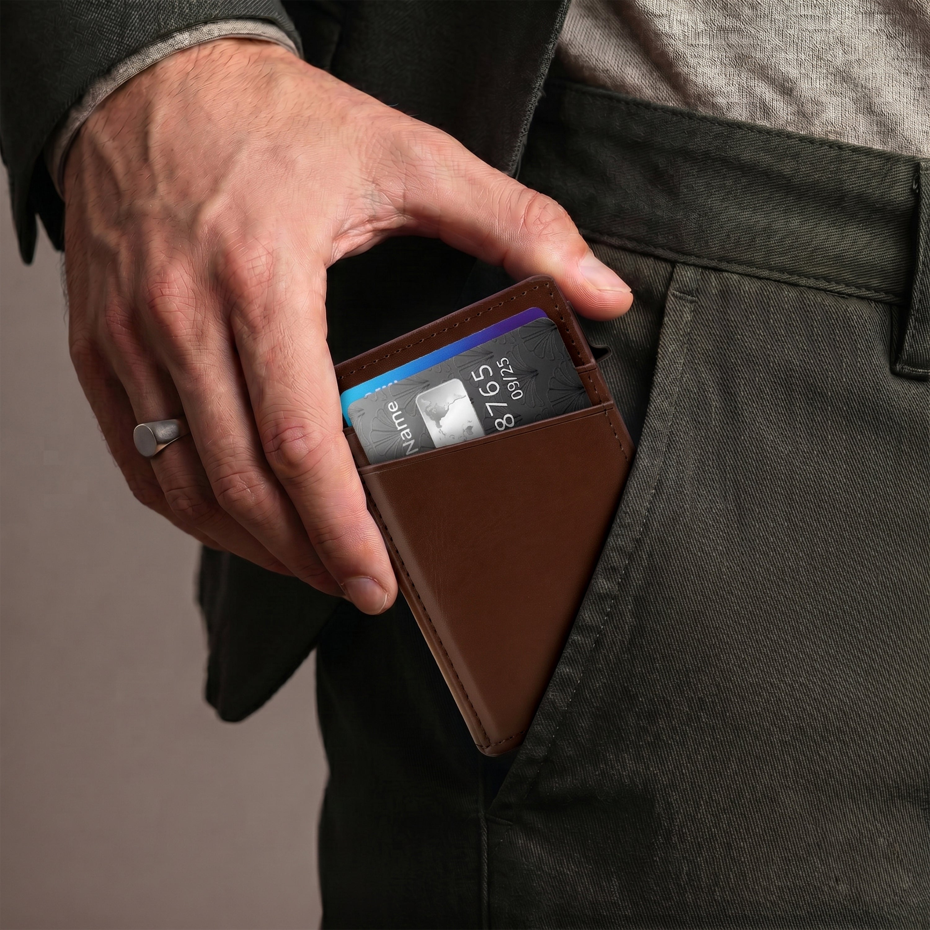Aero Vault RFID Protected Pop-Up Cardholder - Brown