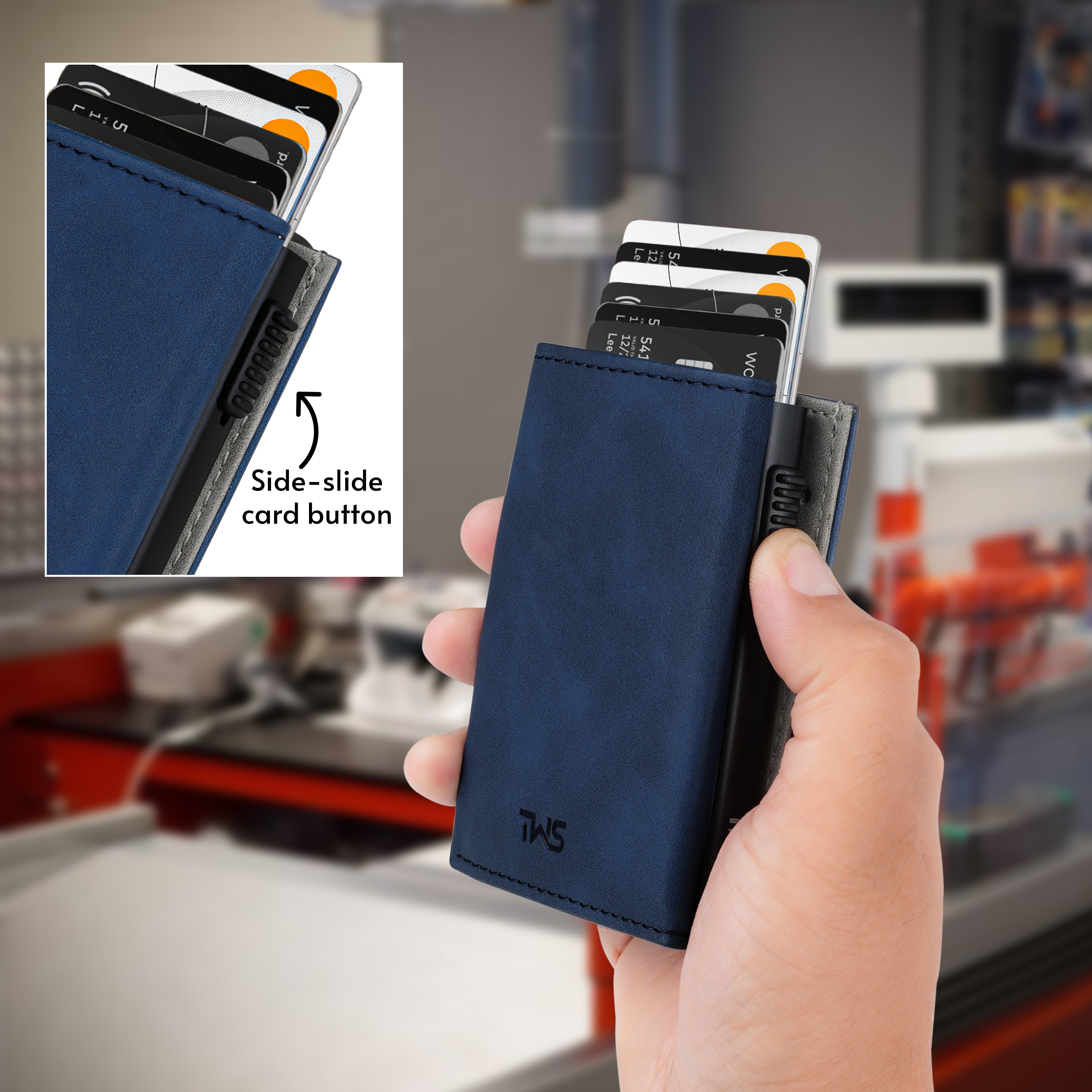 SlideX Neo RFID-Protected Dual Color Wallet Cardholder - Blue