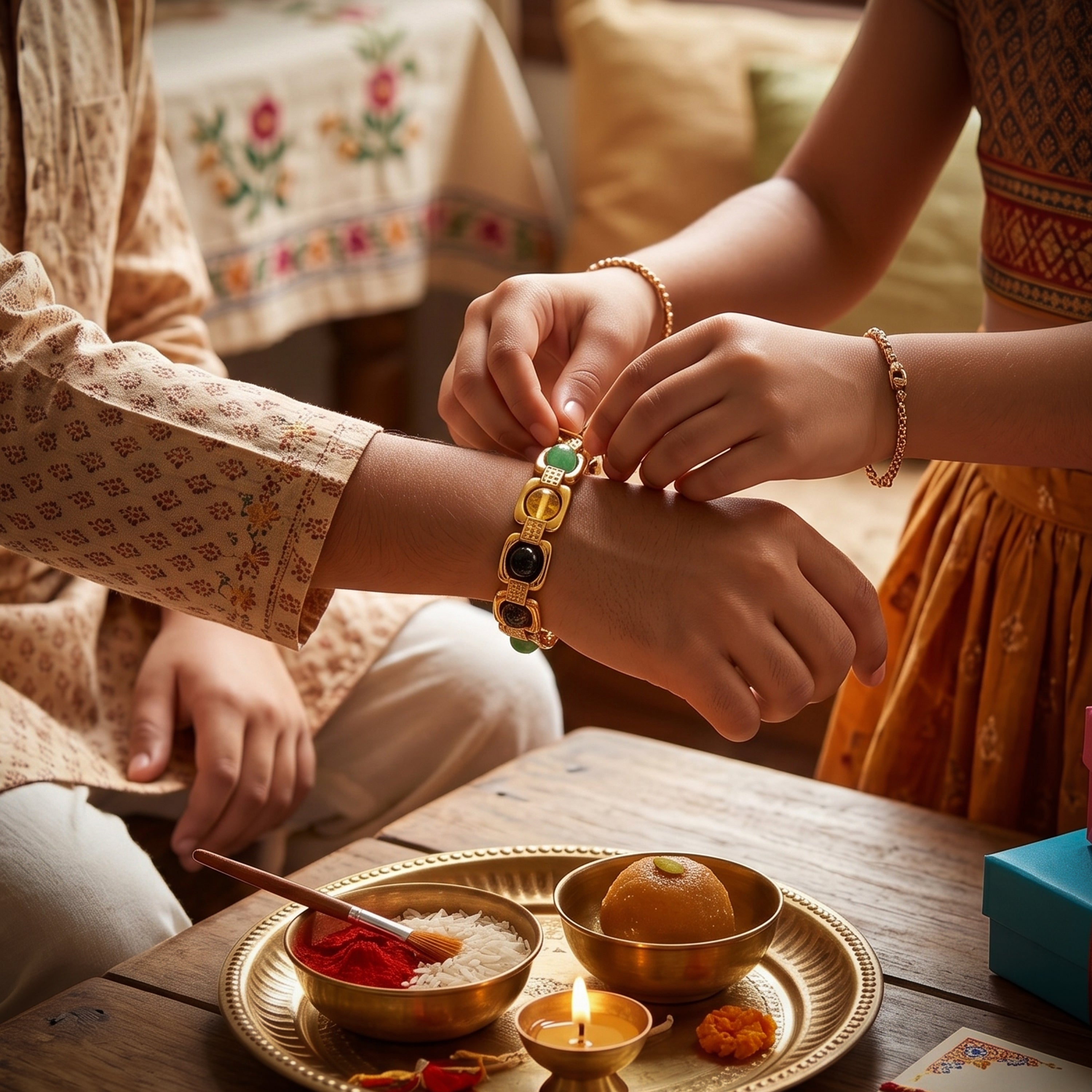 Dhan Yog Golden Bracelet Rakhi