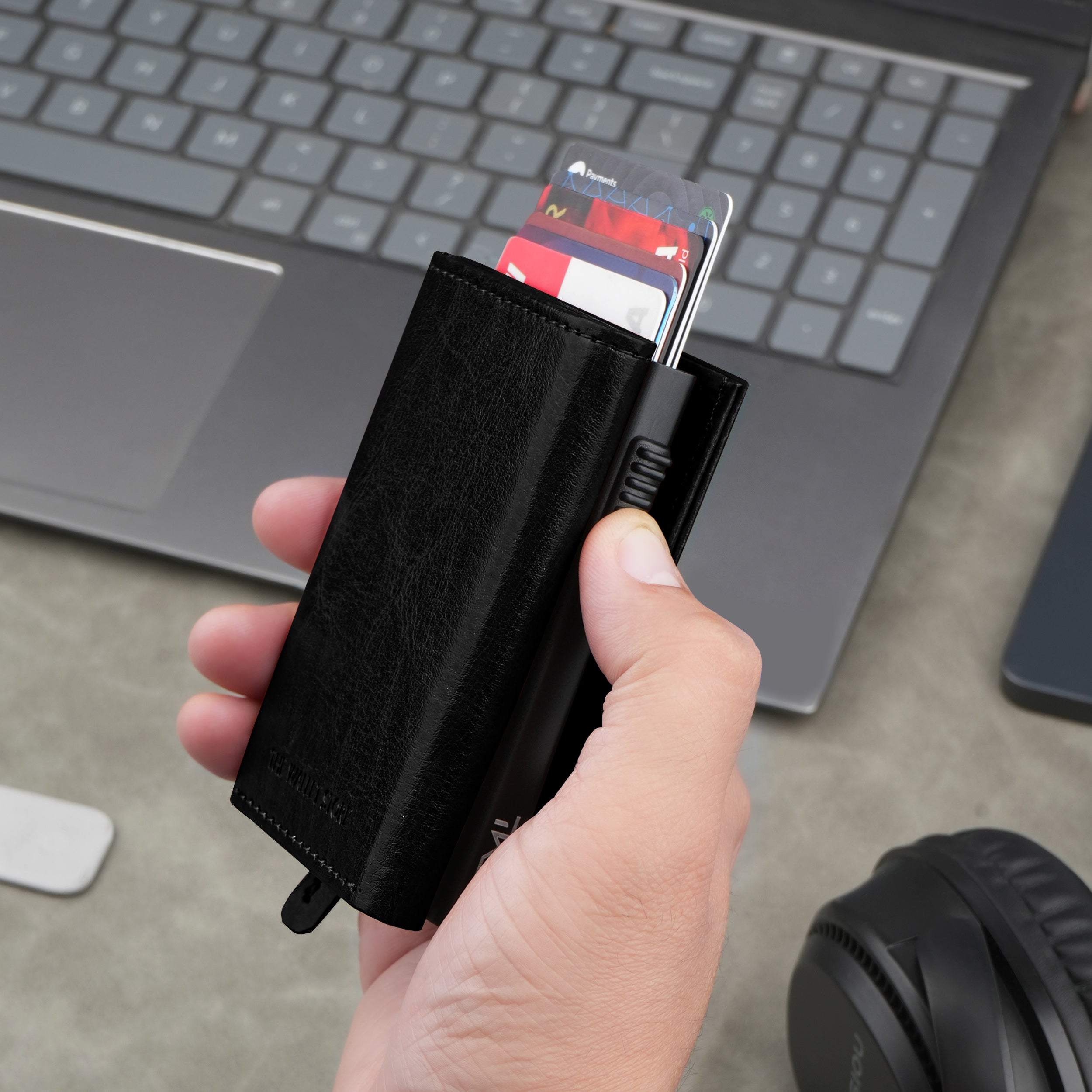 Cipher RFID-Protected Wallet With Detachable Cardholder - Black