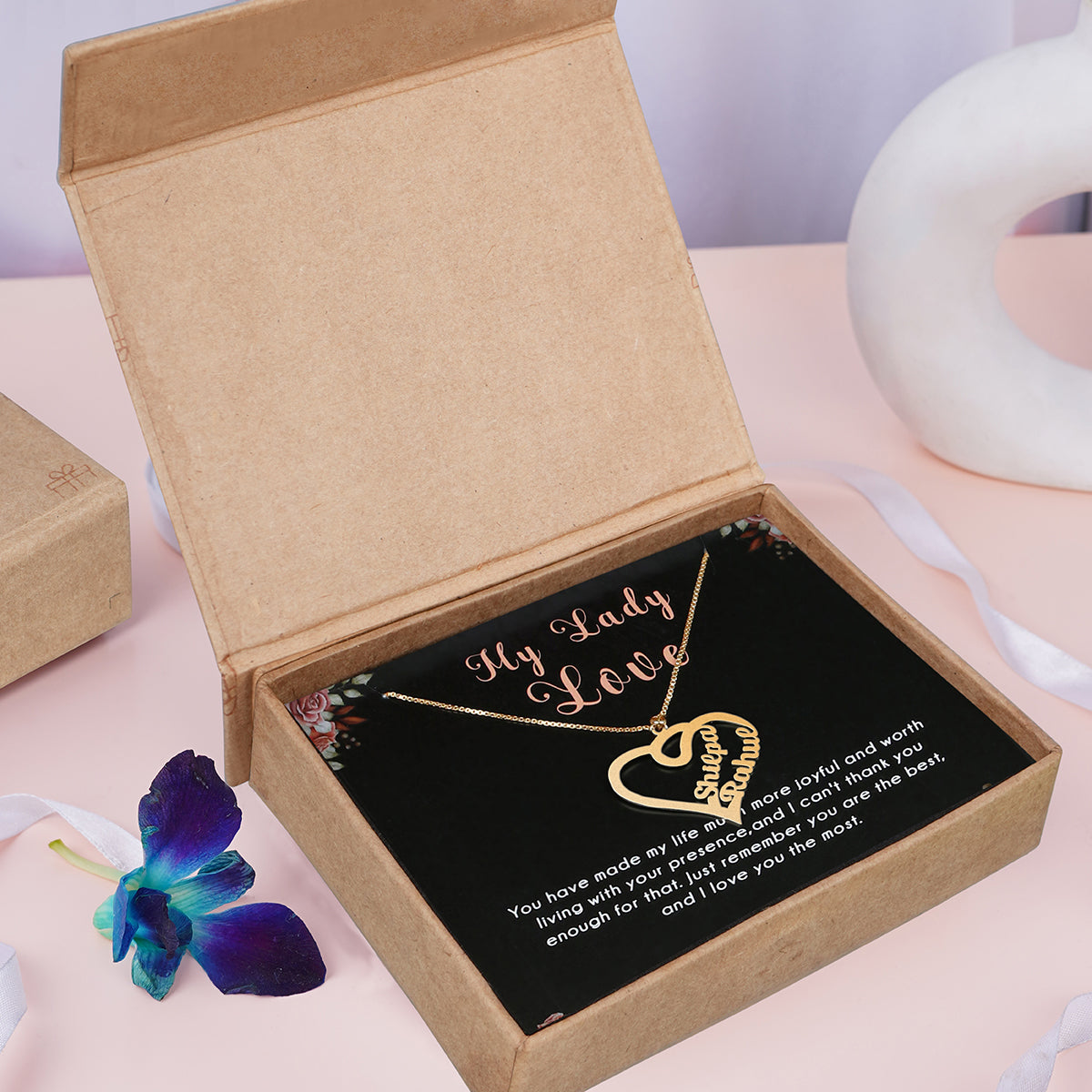 Couple Name With Hearts Necklace