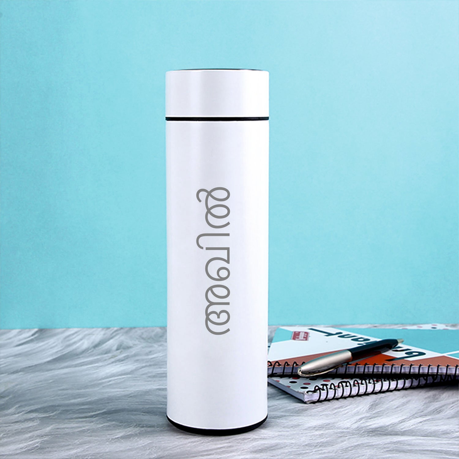 Personalized White Smart Temperature Water Bottle