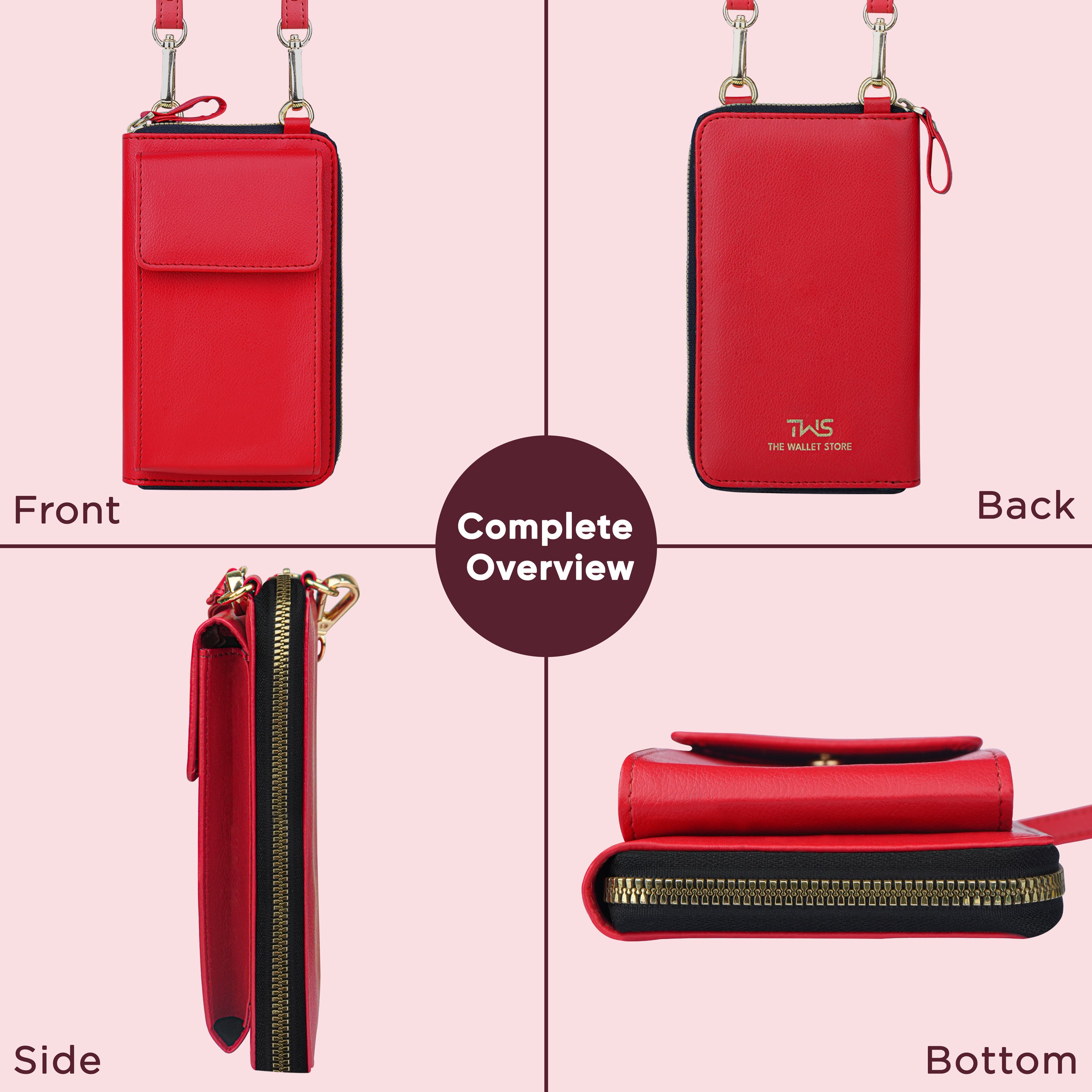 Go Glide Vegan Leather Crossbody Sling Bag - Red