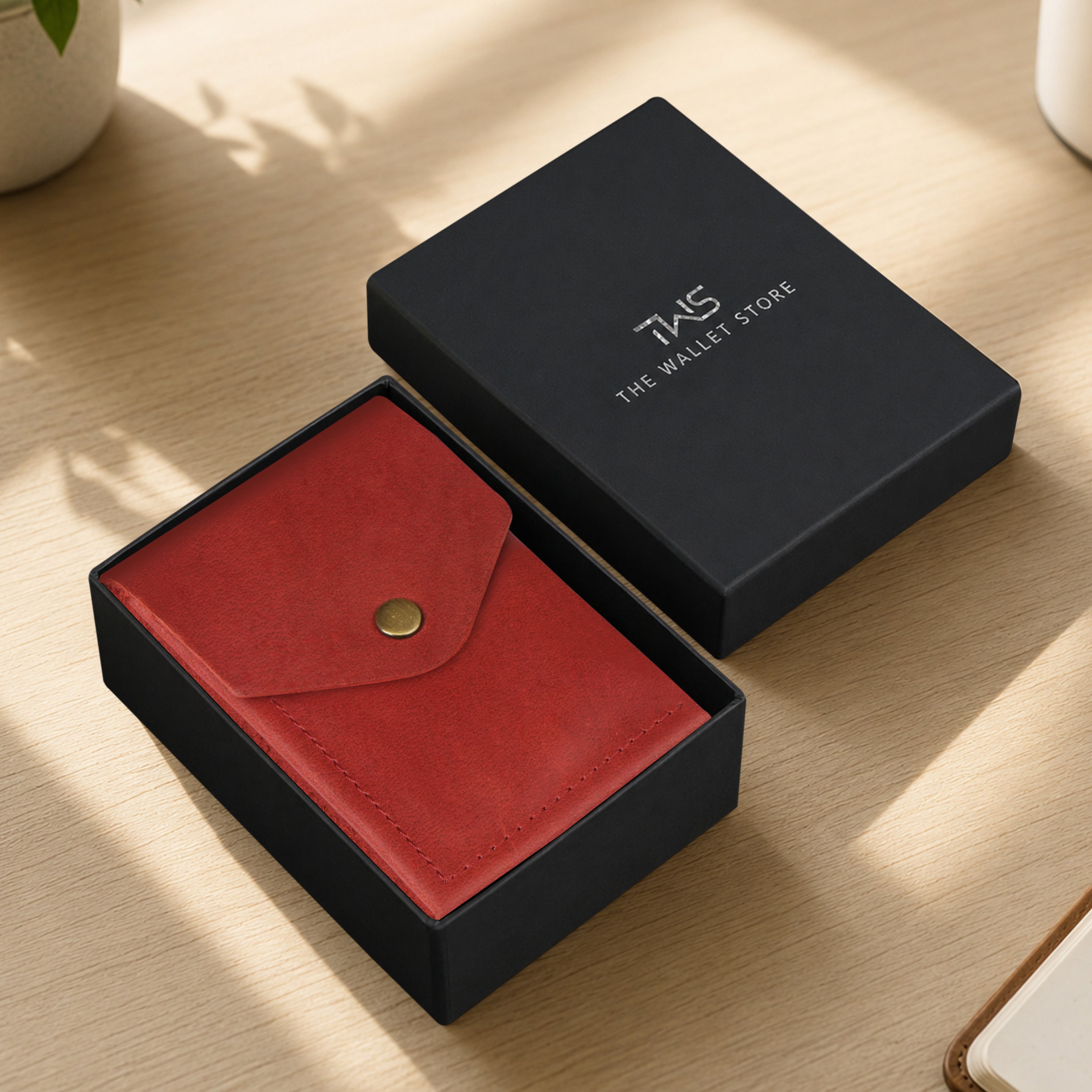 Flip Genuine Leather Wallet - Red