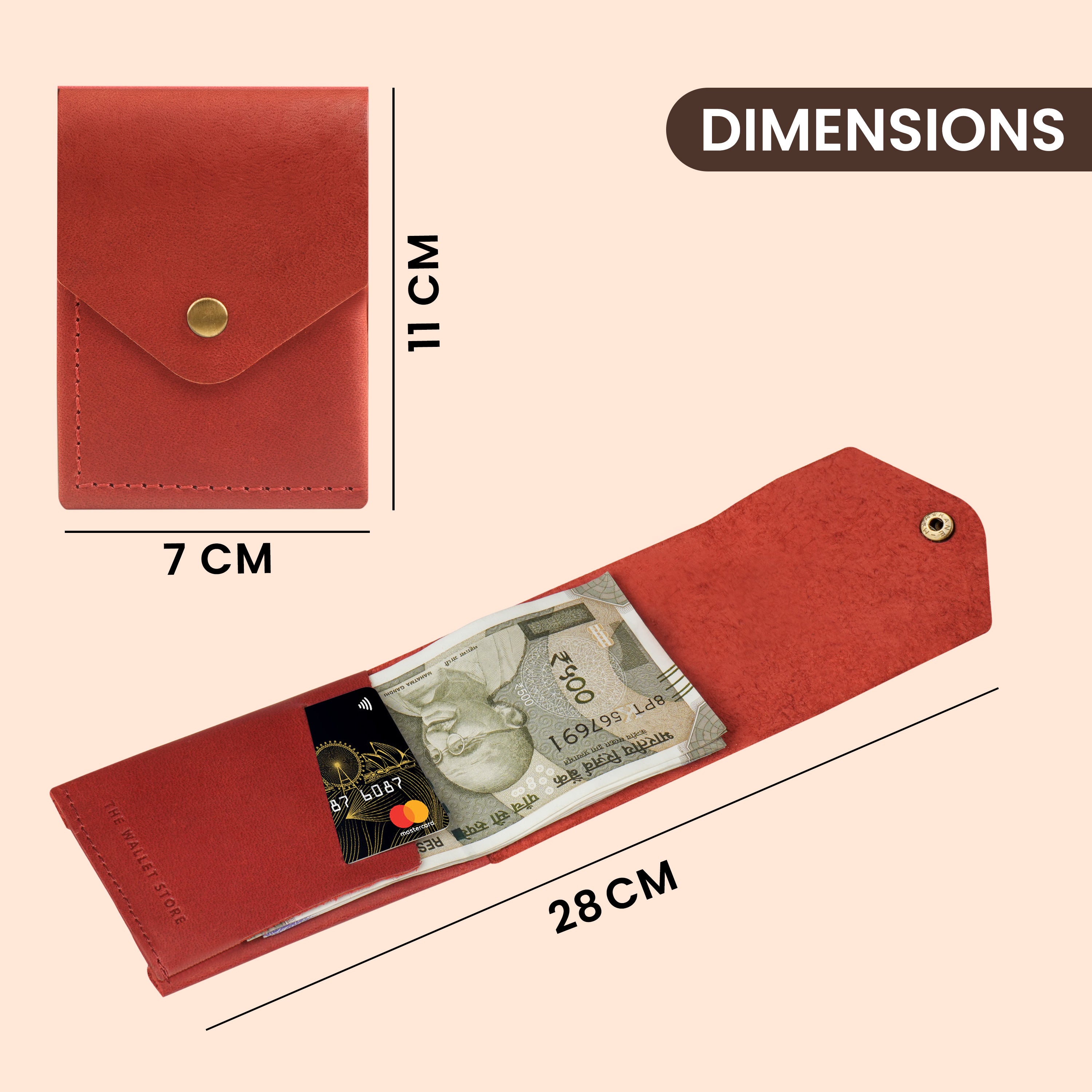 Flip Genuine Leather Wallet - Red