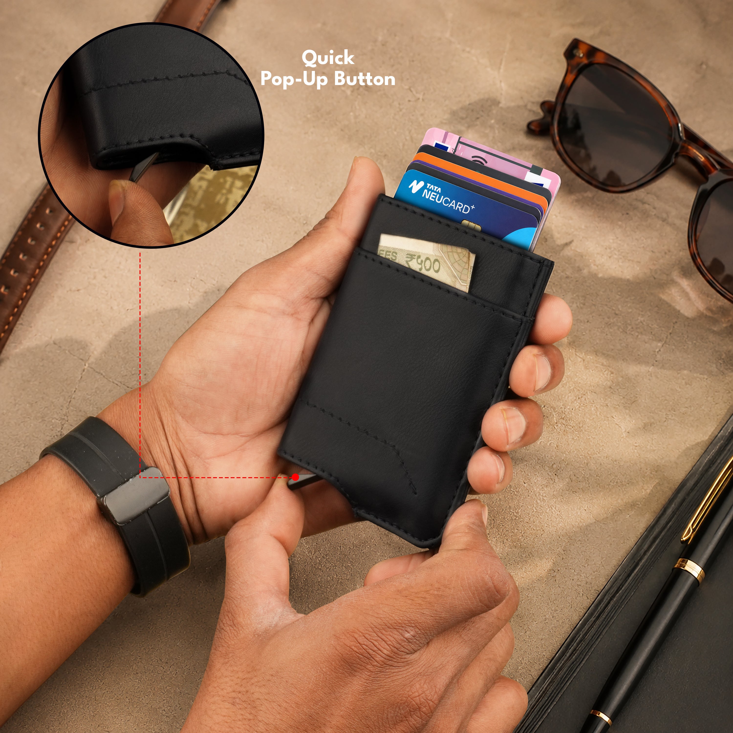 Apex RFID Protected Pop-Up Cardholder - Black