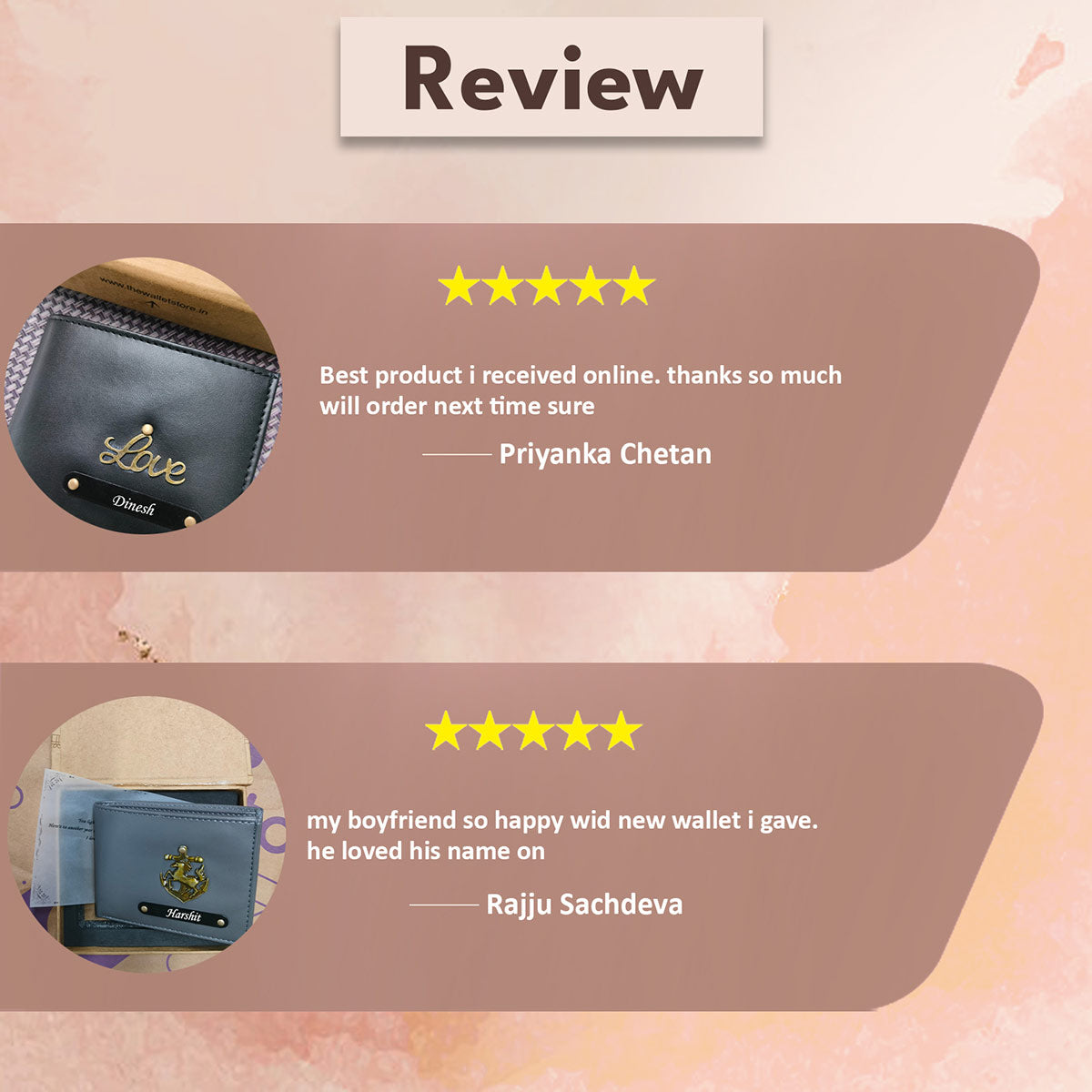 Personalized Leather Wallet With Name & Charm For Men