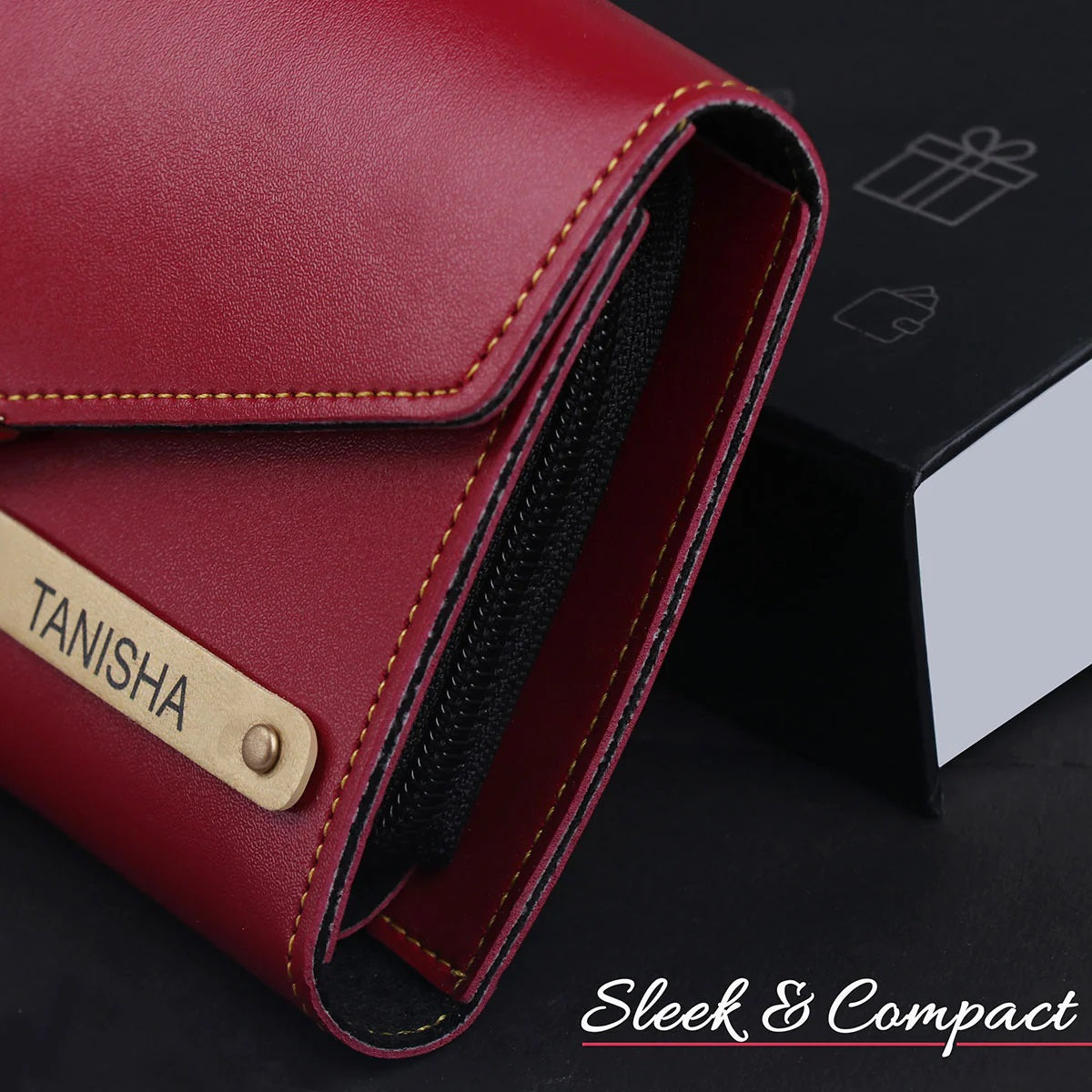 Personalized Premium Leather Clutch Keychain & Chocolate Gift Set