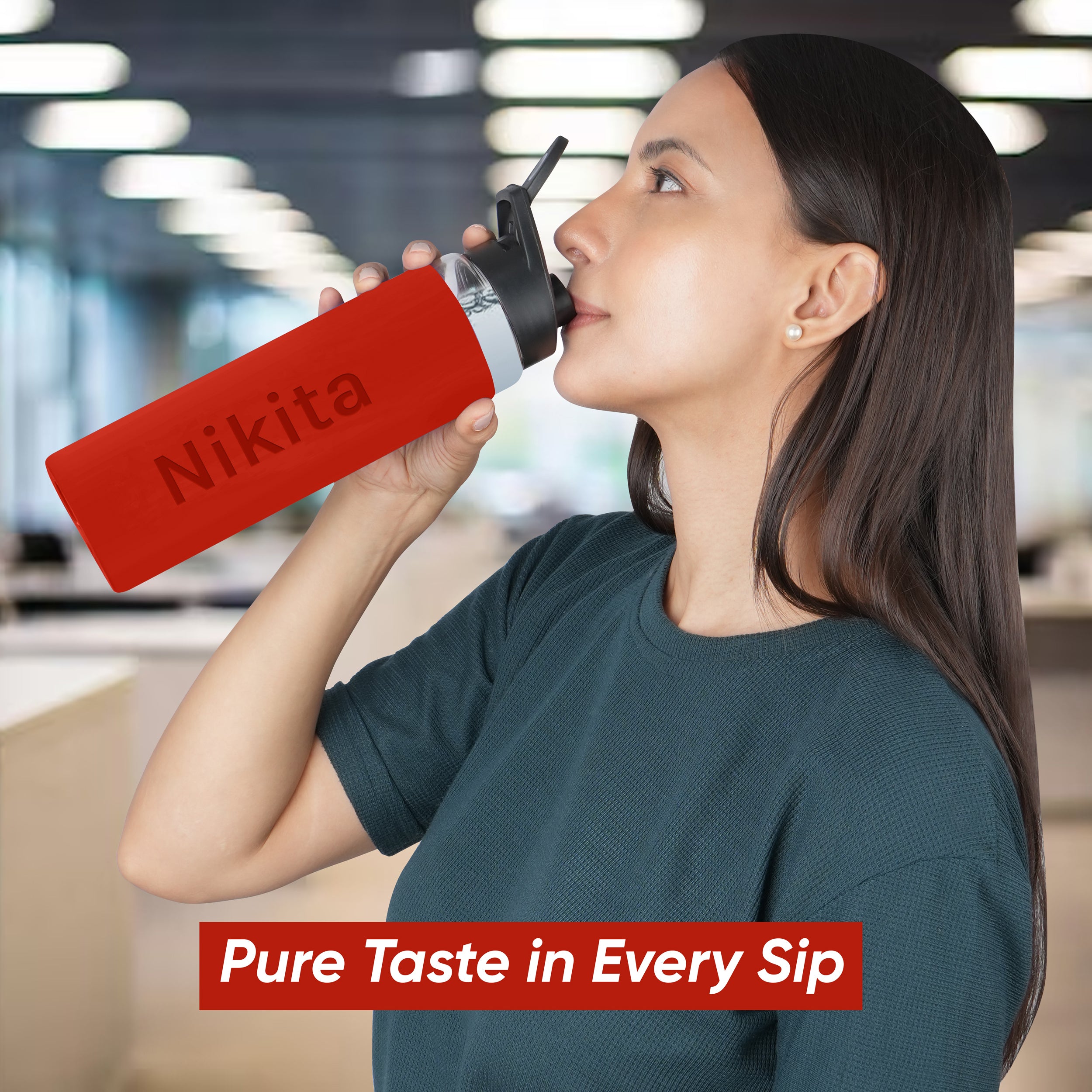 Personalized Pure Wrap Borosilicate Sipper Bottle - Red