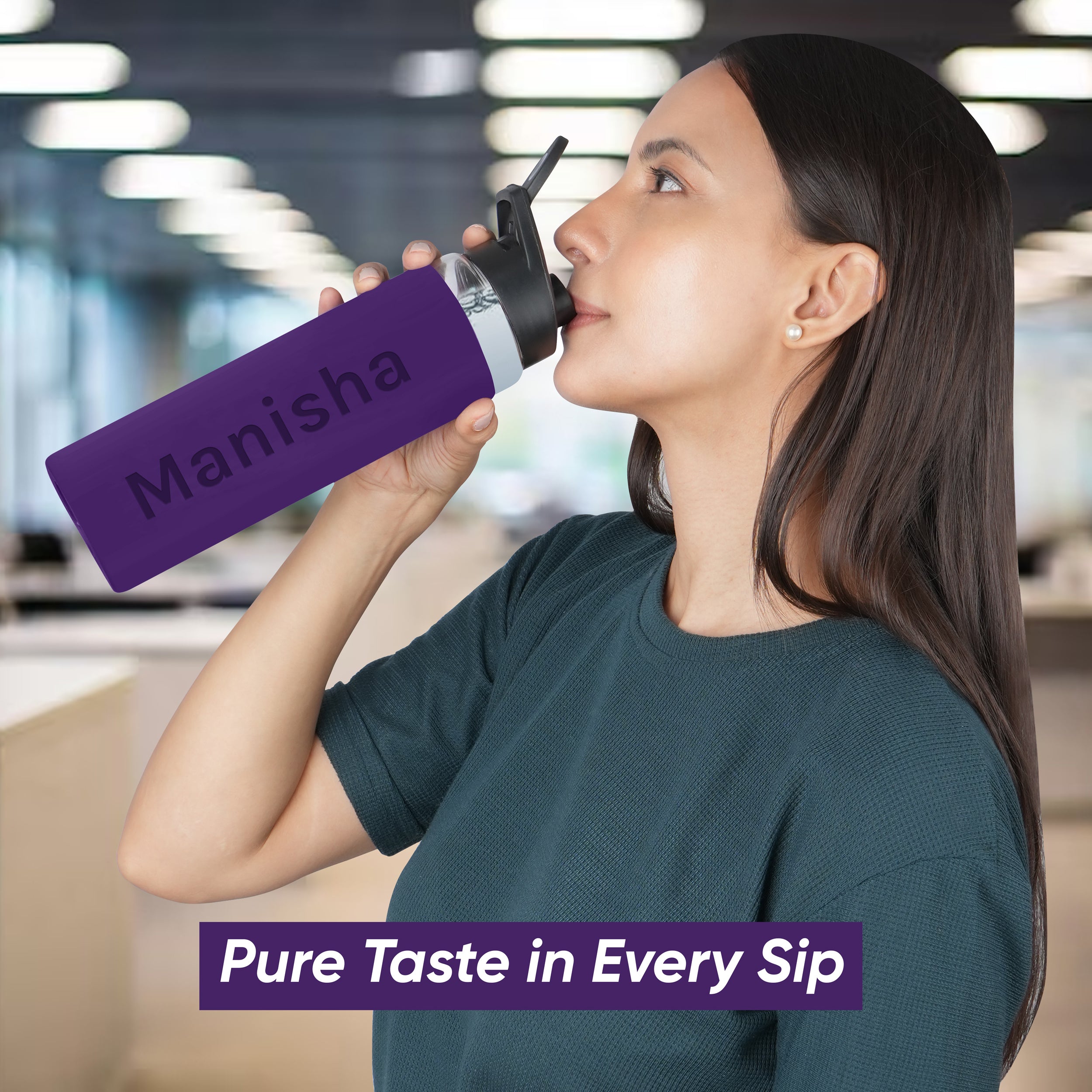 Personalized Pure Wrap Borosilicate Sipper Bottle - Purple