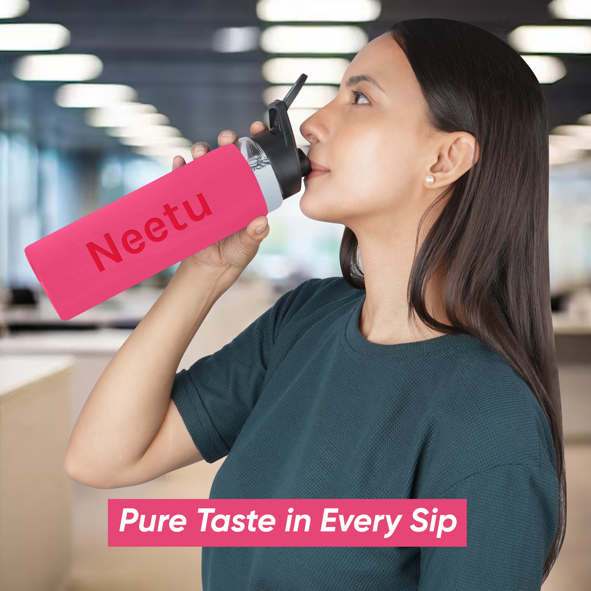 Personalized Pure Wrap Borosilicate Sipper Bottle - Pink