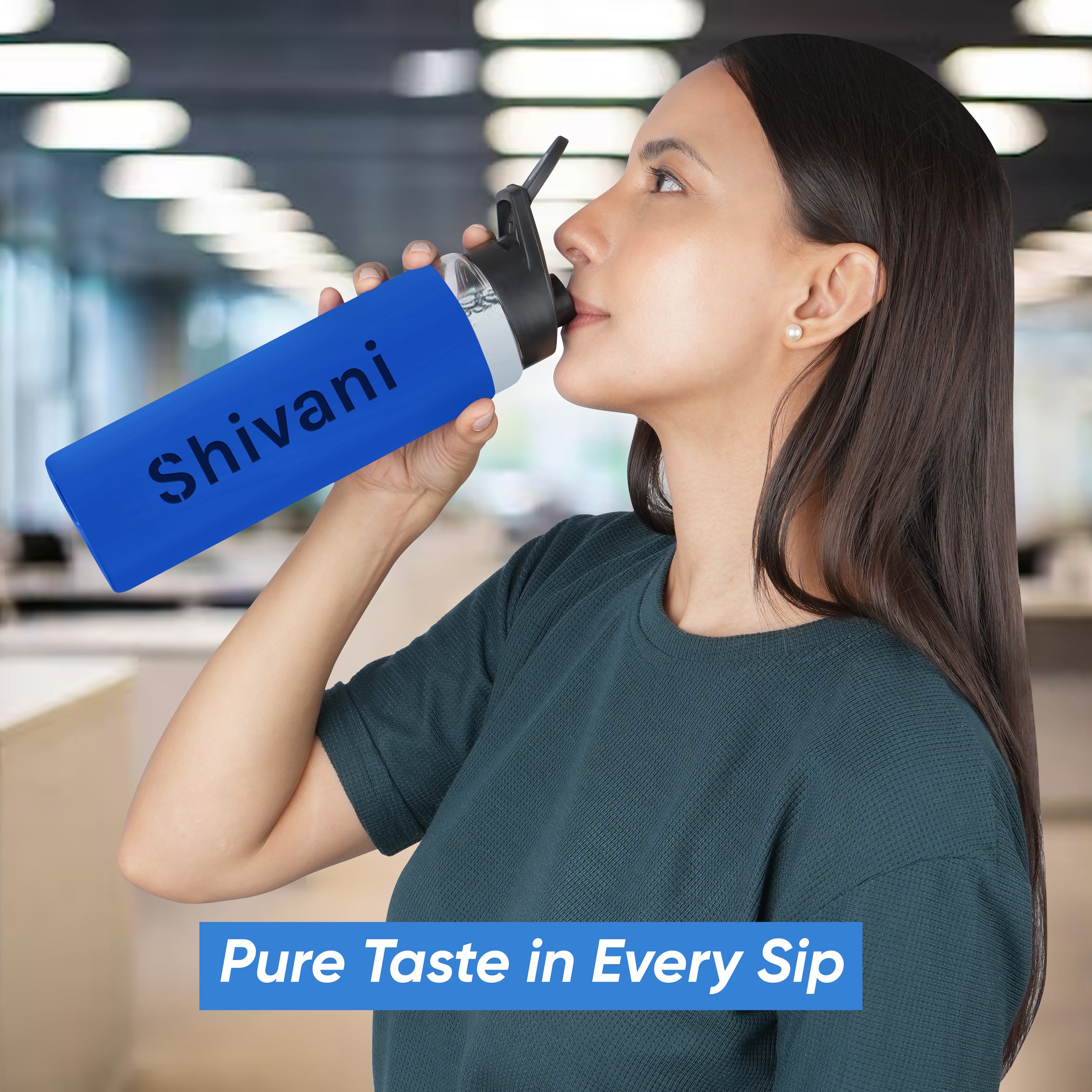 Personalized Pure Wrap Borosilicate Sipper Bottle - Blue