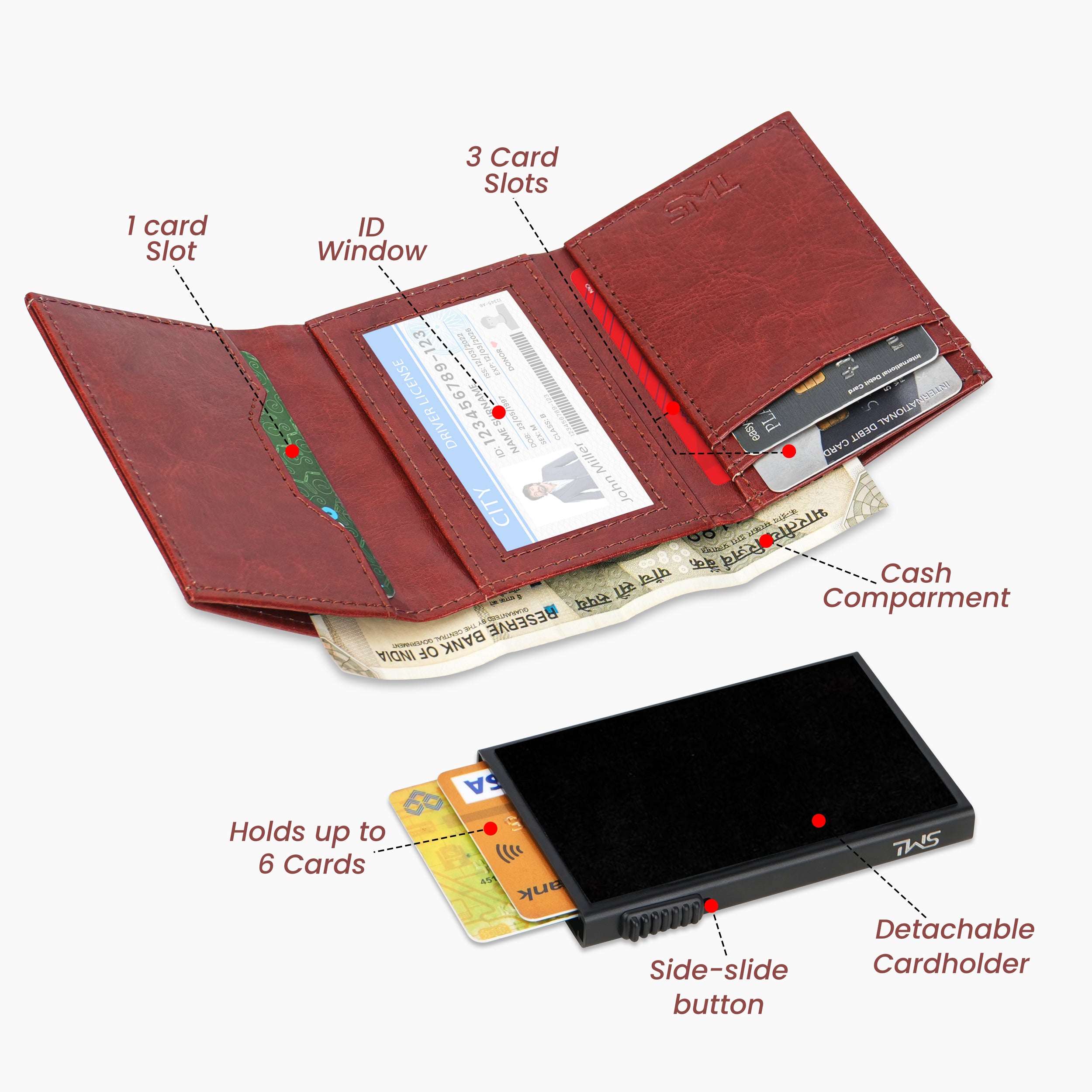 Cipher RFID-Protected Wallet With Detachable Cardholder - Tan