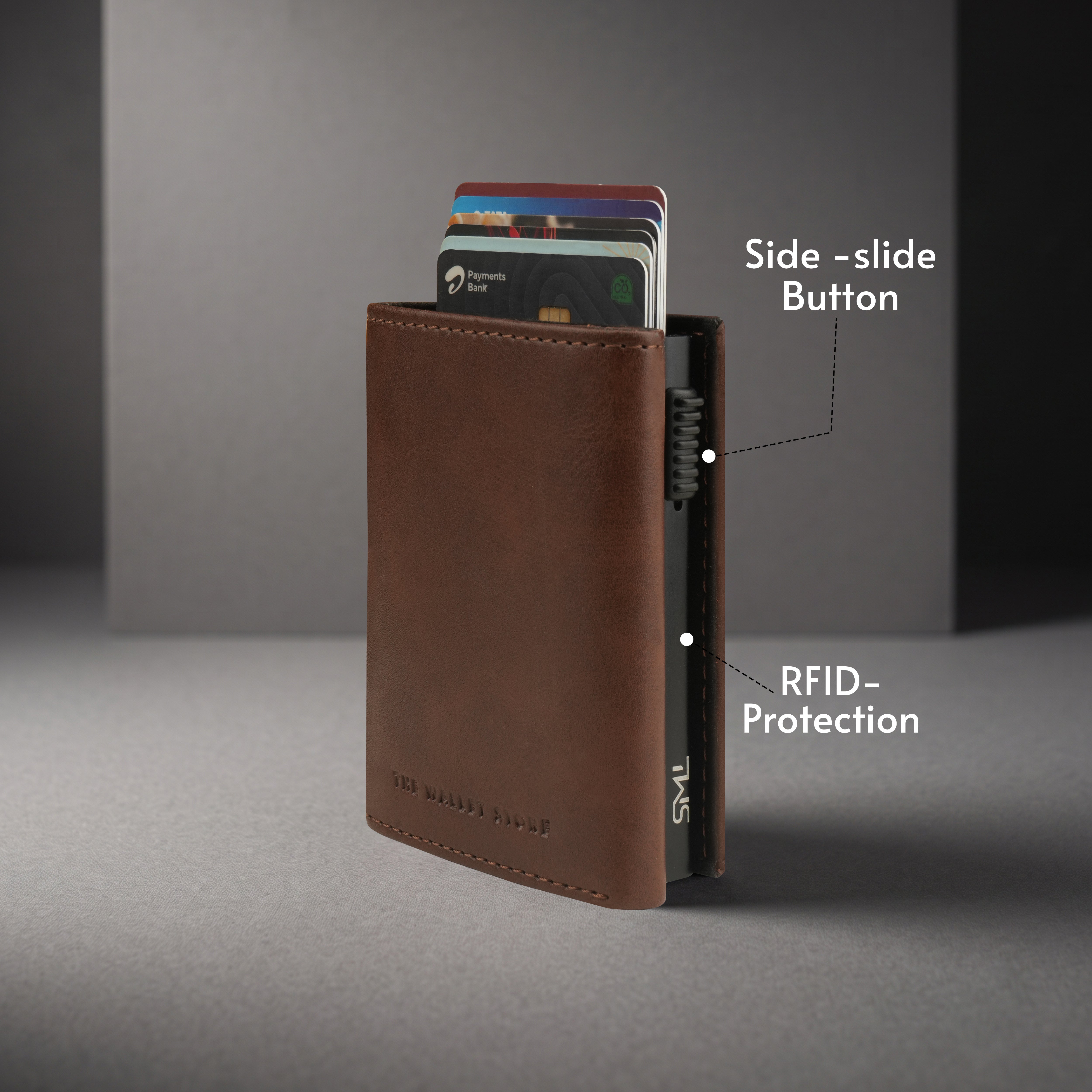 Crest RFID Protected Wallet Cardholder - Brown