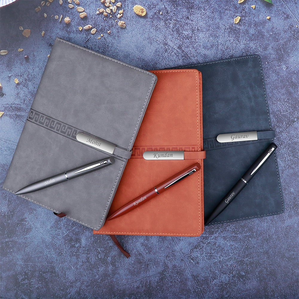 Personalized Textured Diary & Pen Gift Set