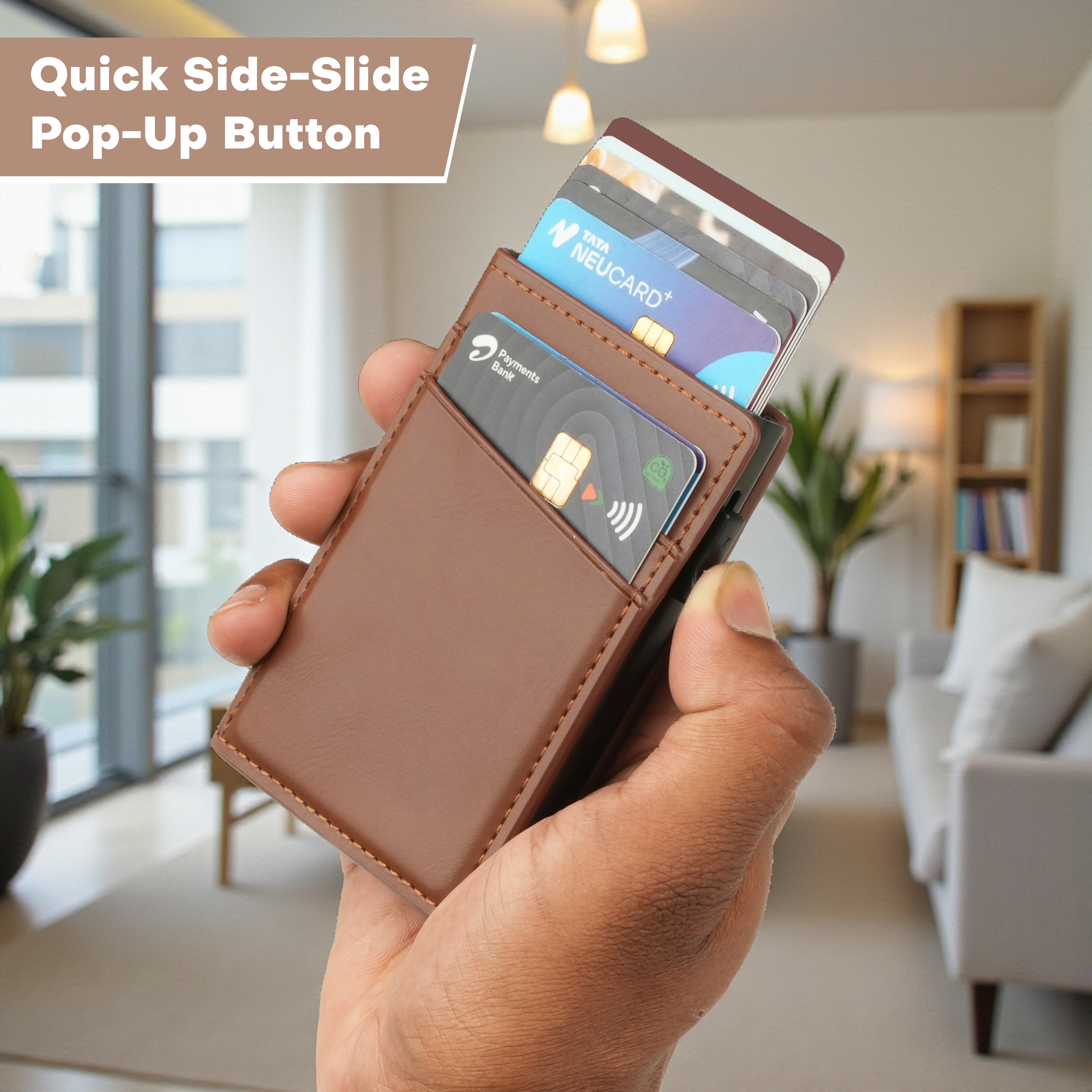 Aero Vault RFID Protected Pop-Up Cardholder - Tan