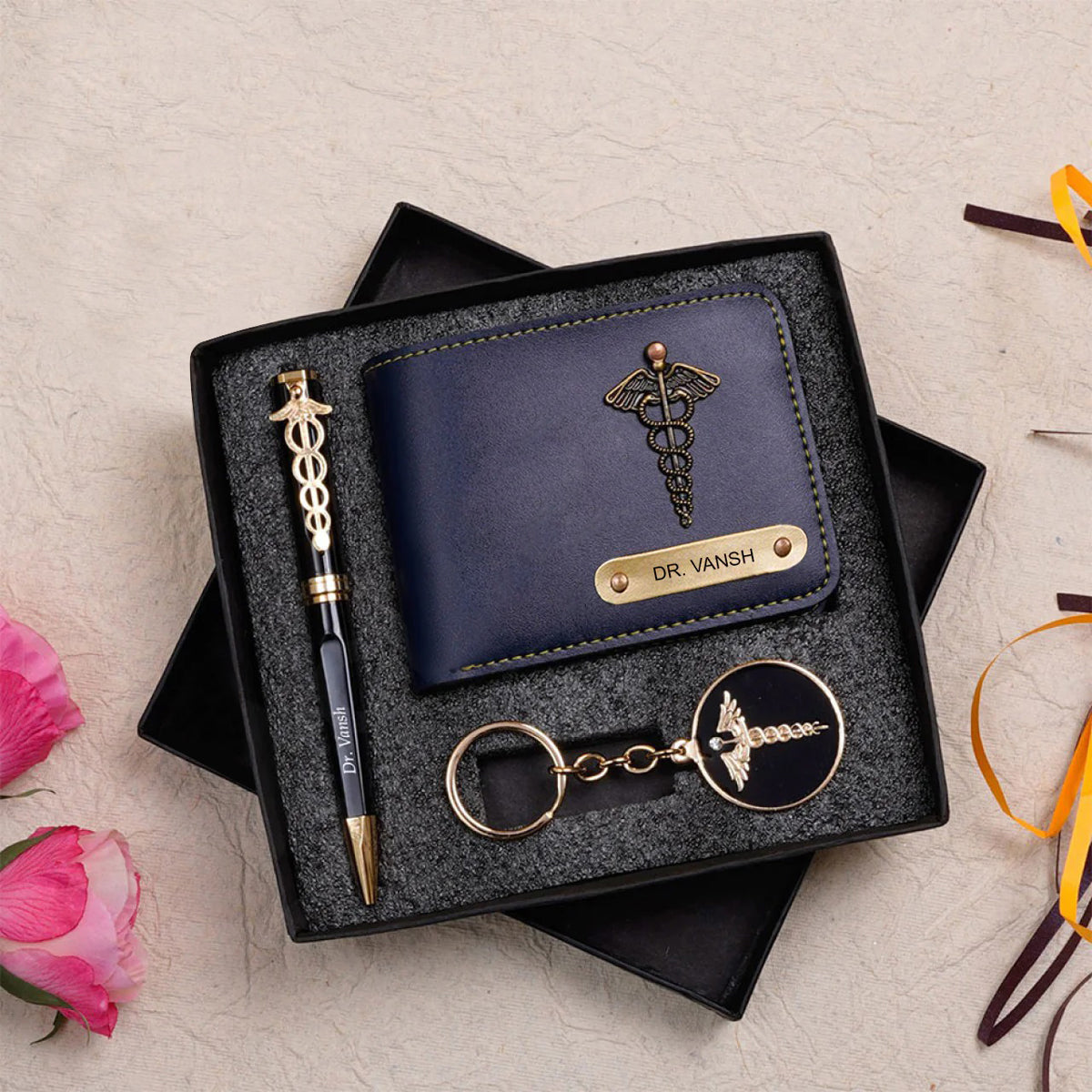 Personalized Wallet Pen & Key Chain Set For Doctors