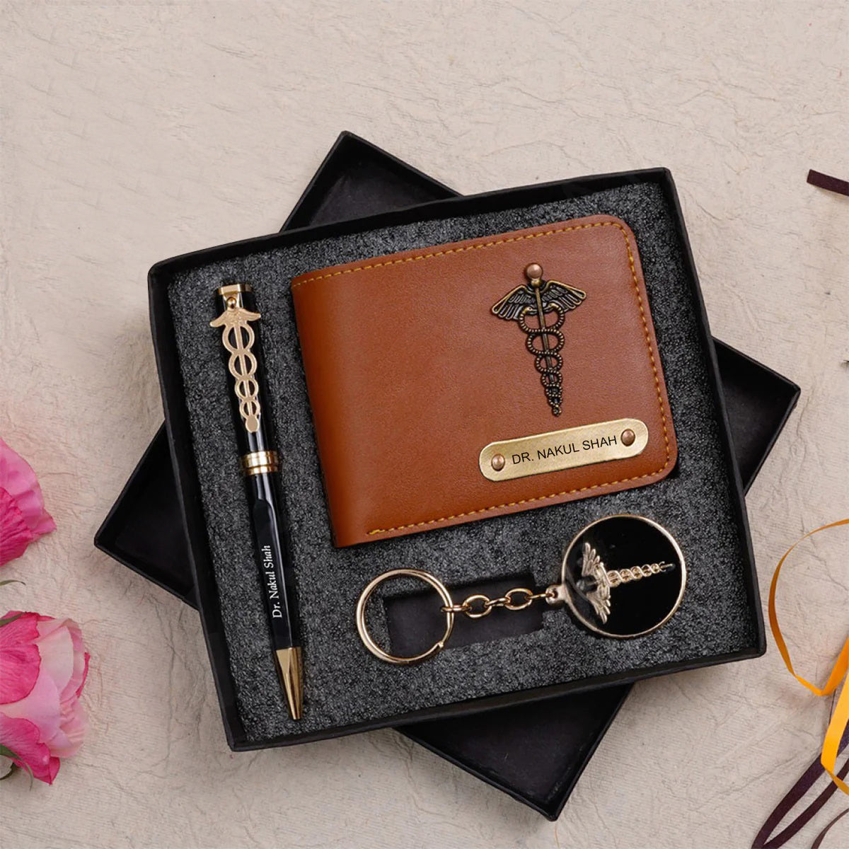 Personalized Wallet Pen & Key Chain Set For Doctors