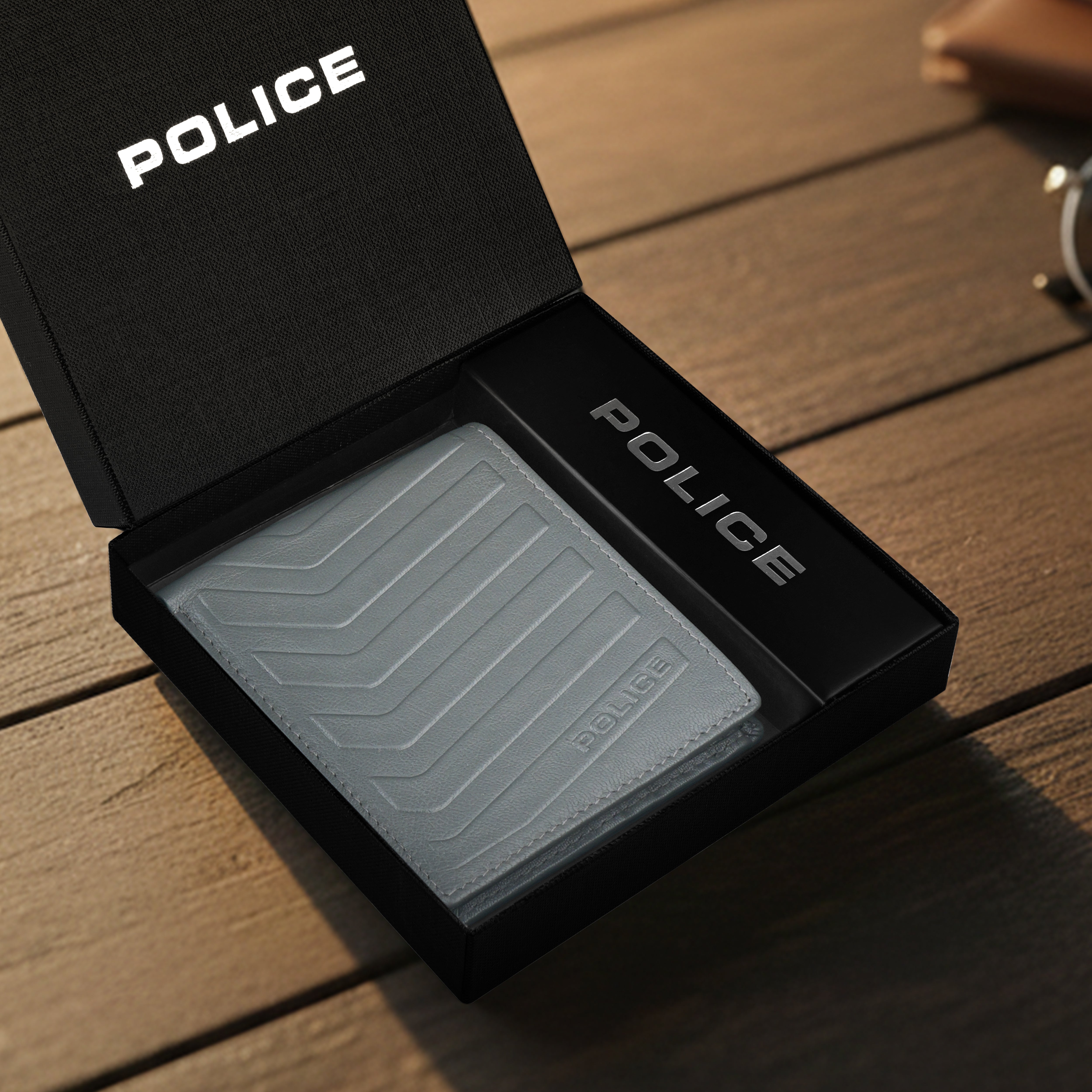 Police Ricco Slim Bi-Fold Leather Wallet - Stone