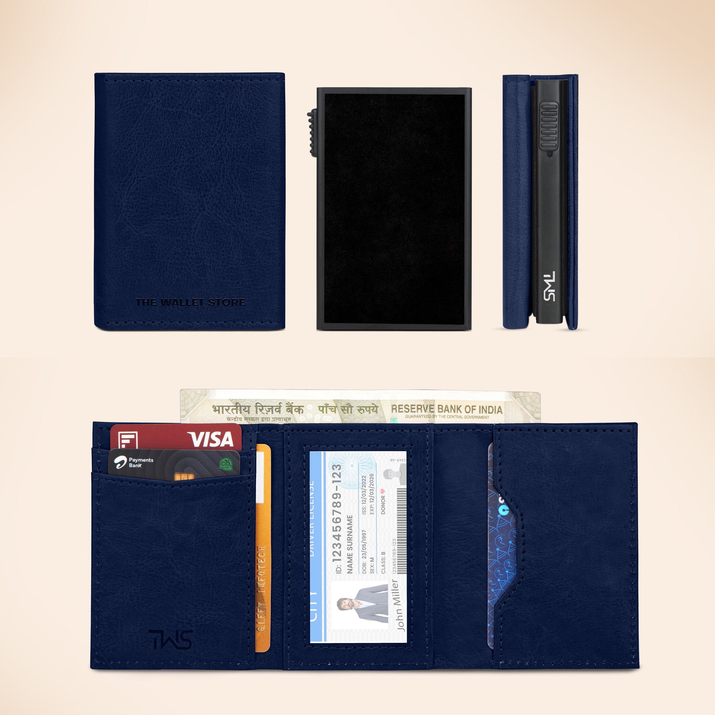 Cipher RFID-Protected Wallet With Detachable Cardholder - Blue
