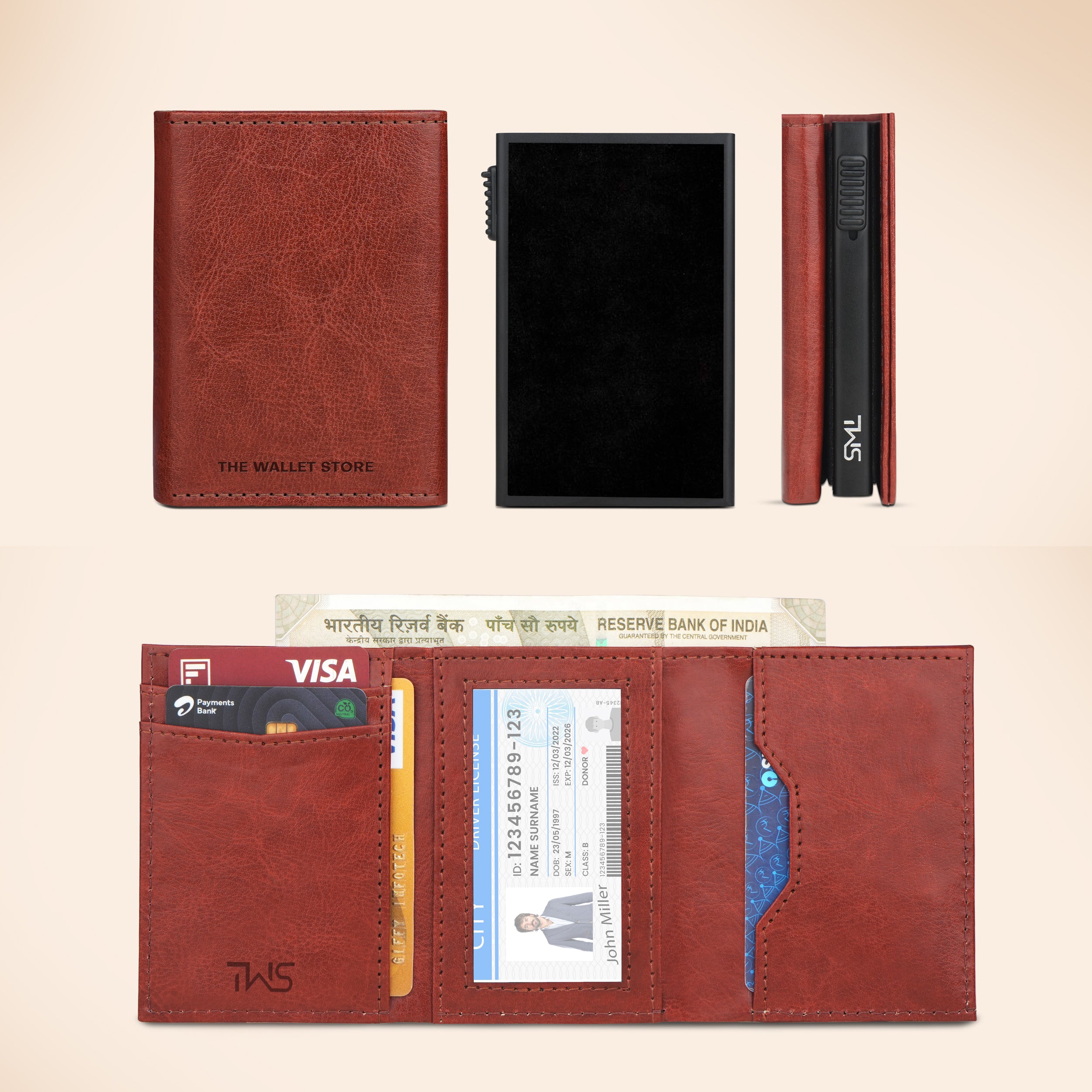 Cipher RFID-Protected Wallet With Detachable Cardholder - Tan
