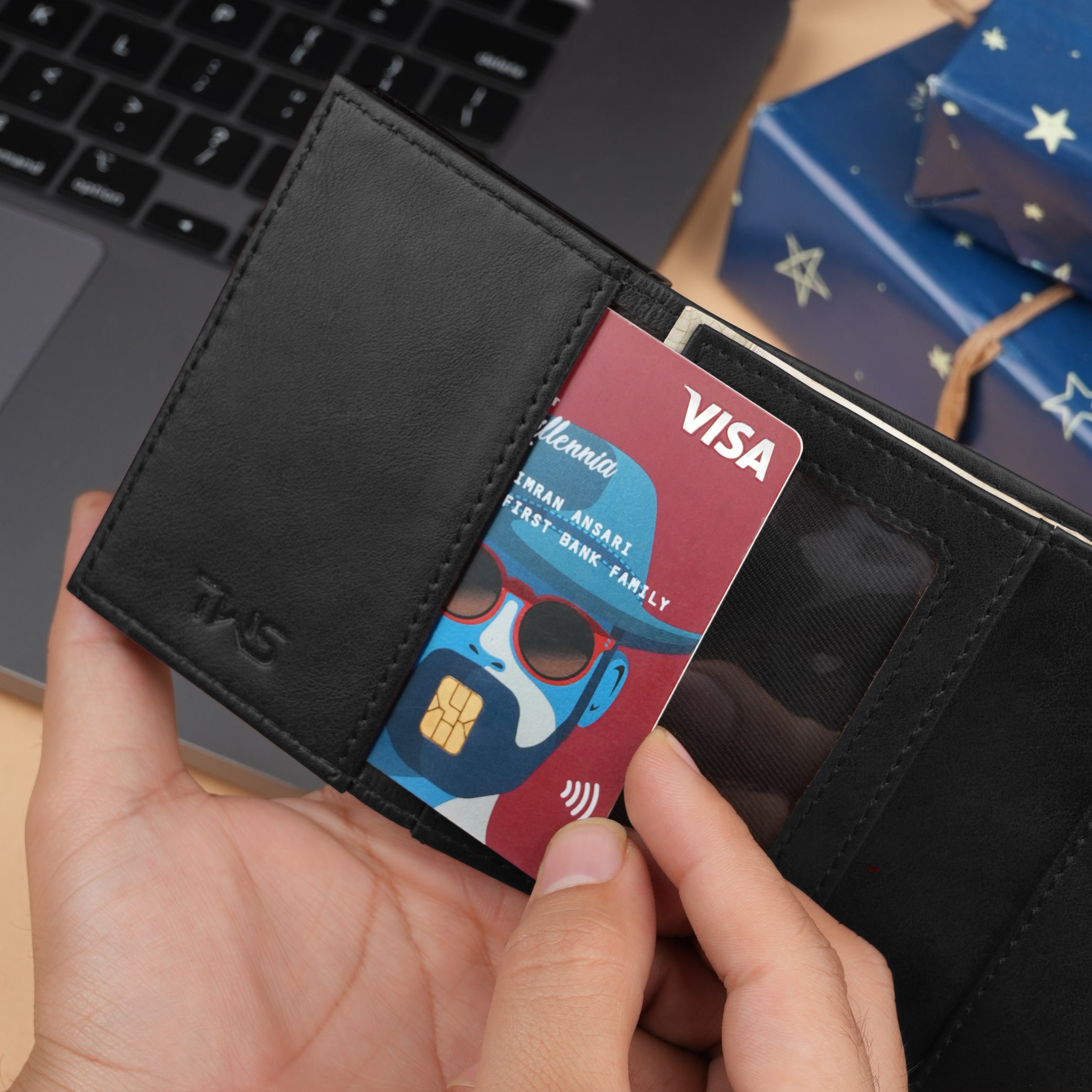 Defender RFID-Protected Wallet Cardholder Gift For Men - Black