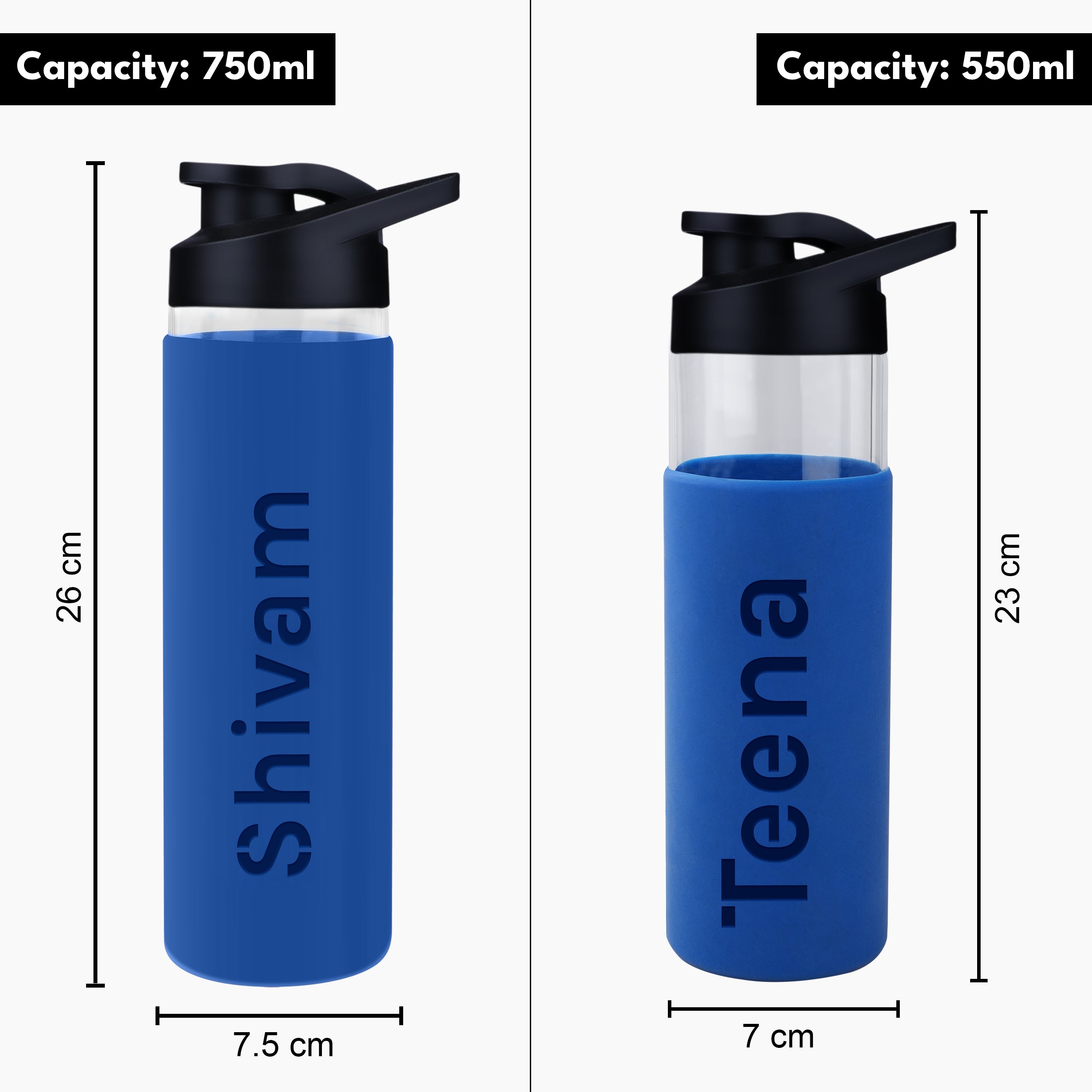Personalized Pure Wrap Borosilicate Sipper Bottle - Blue