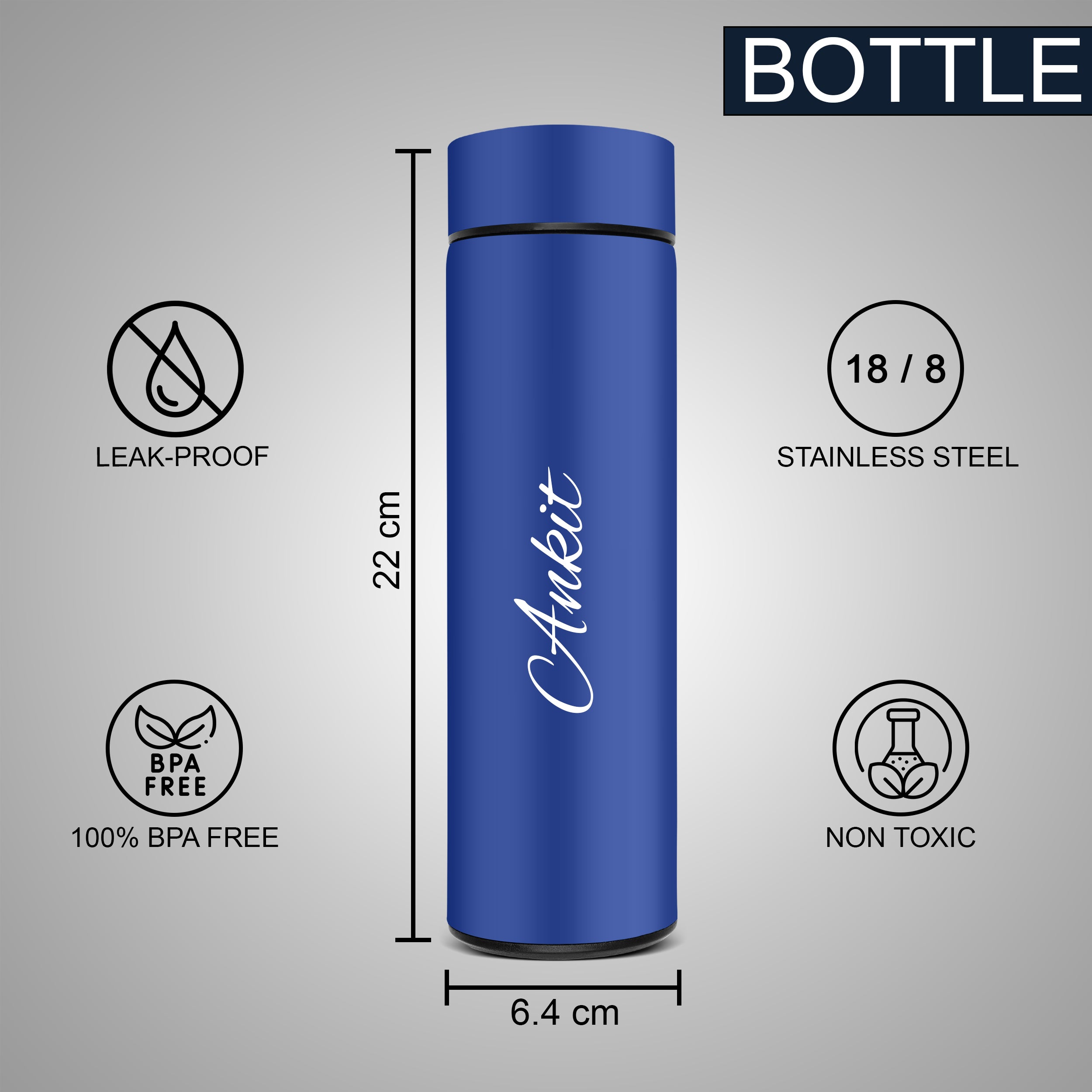 Personalized Signature Luxe Diary Pen Keychain Perfume & Flask Gift Set - Blue