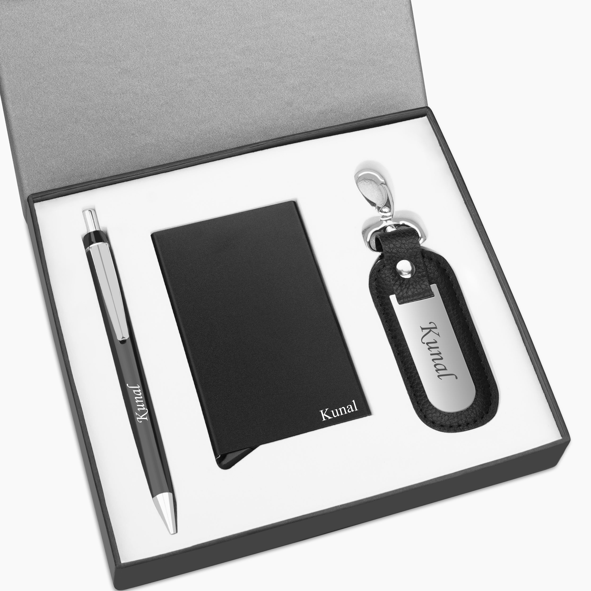 Eminent Trio Personalized Cardholder Keychain & Pen Gift Set