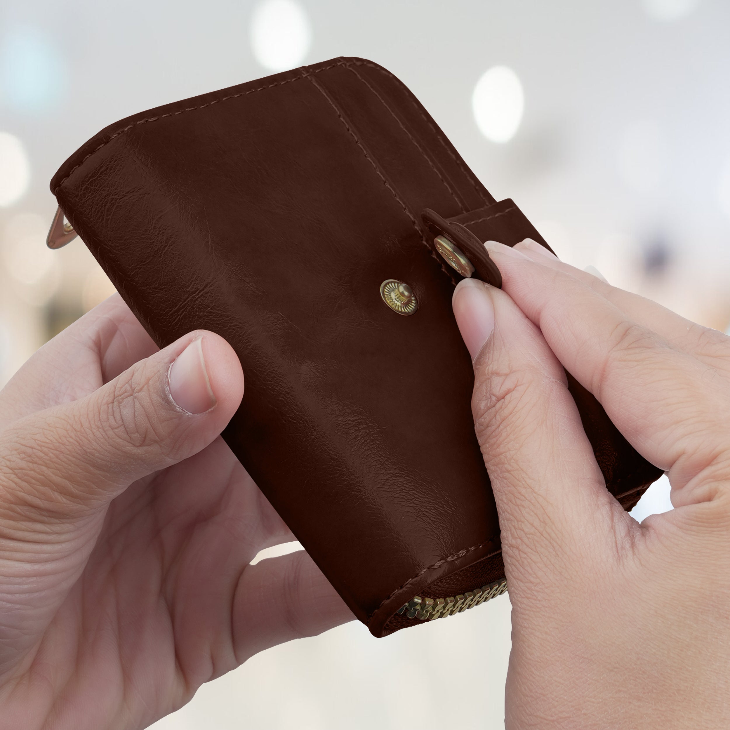 Rogue Fold Vegan Leather Zipper Wallet - Brown