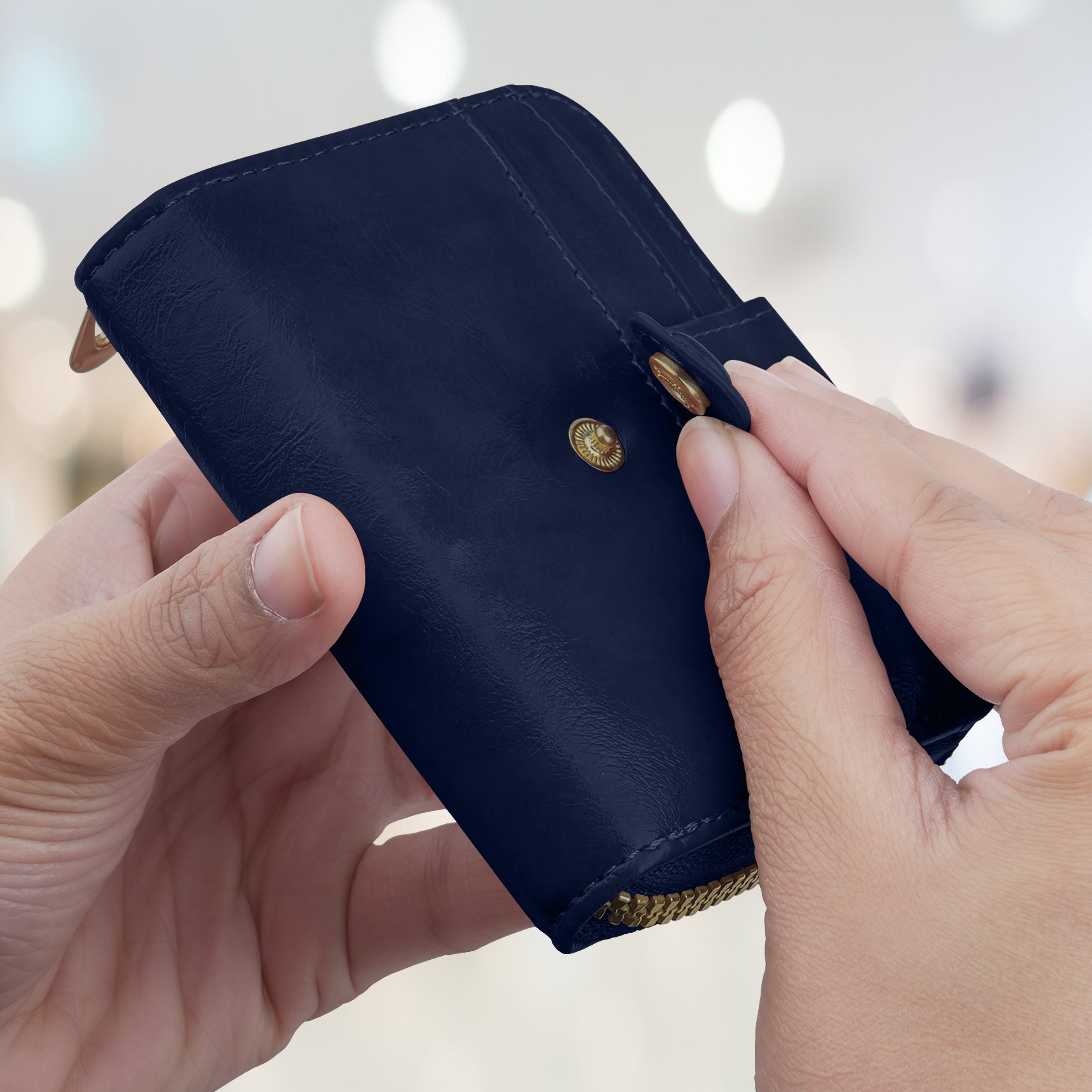Rogue Fold Vegan Leather Zipper Wallet - Blue