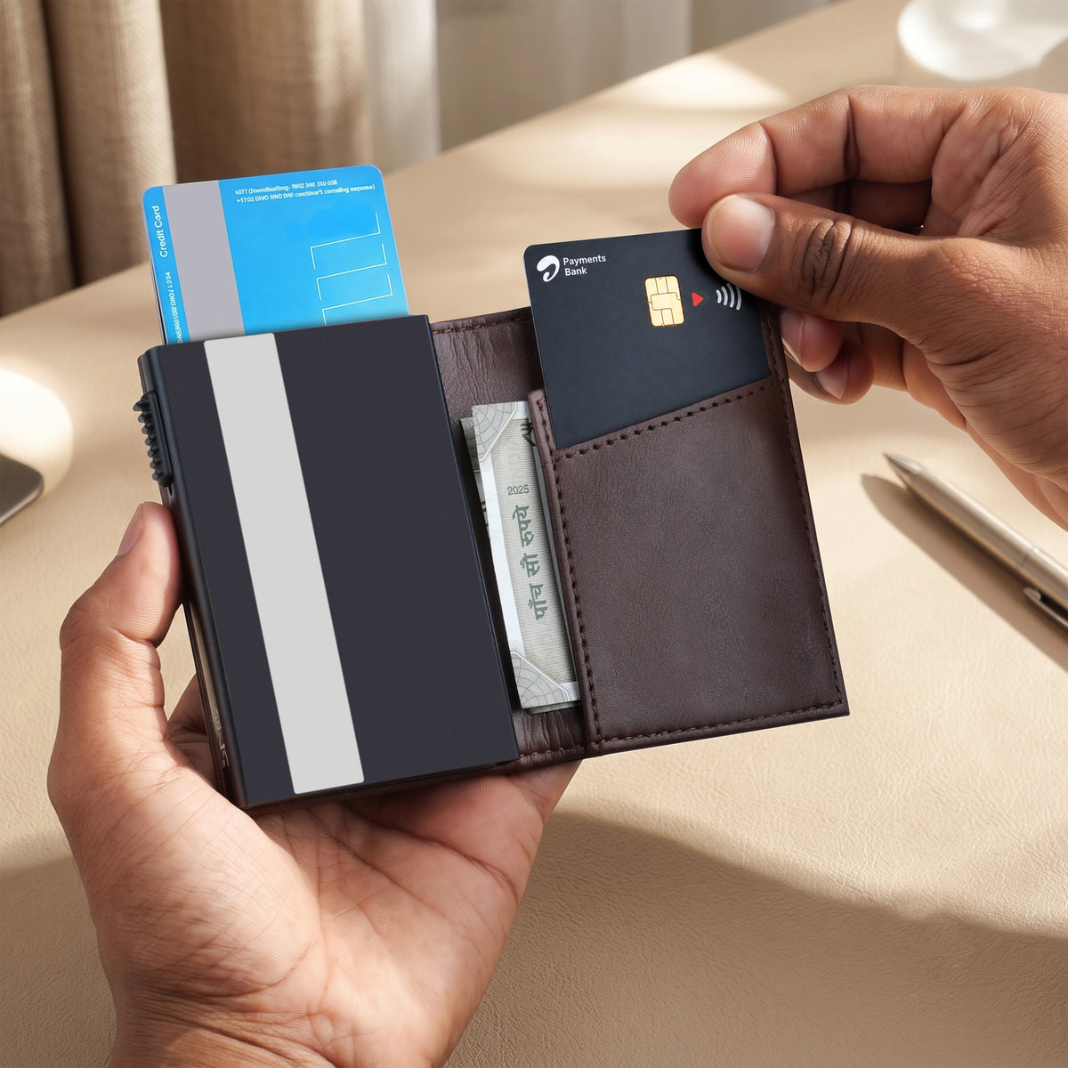 Aero Vault 2.0 RFID Protected Pop-Up Cardholder - Brown