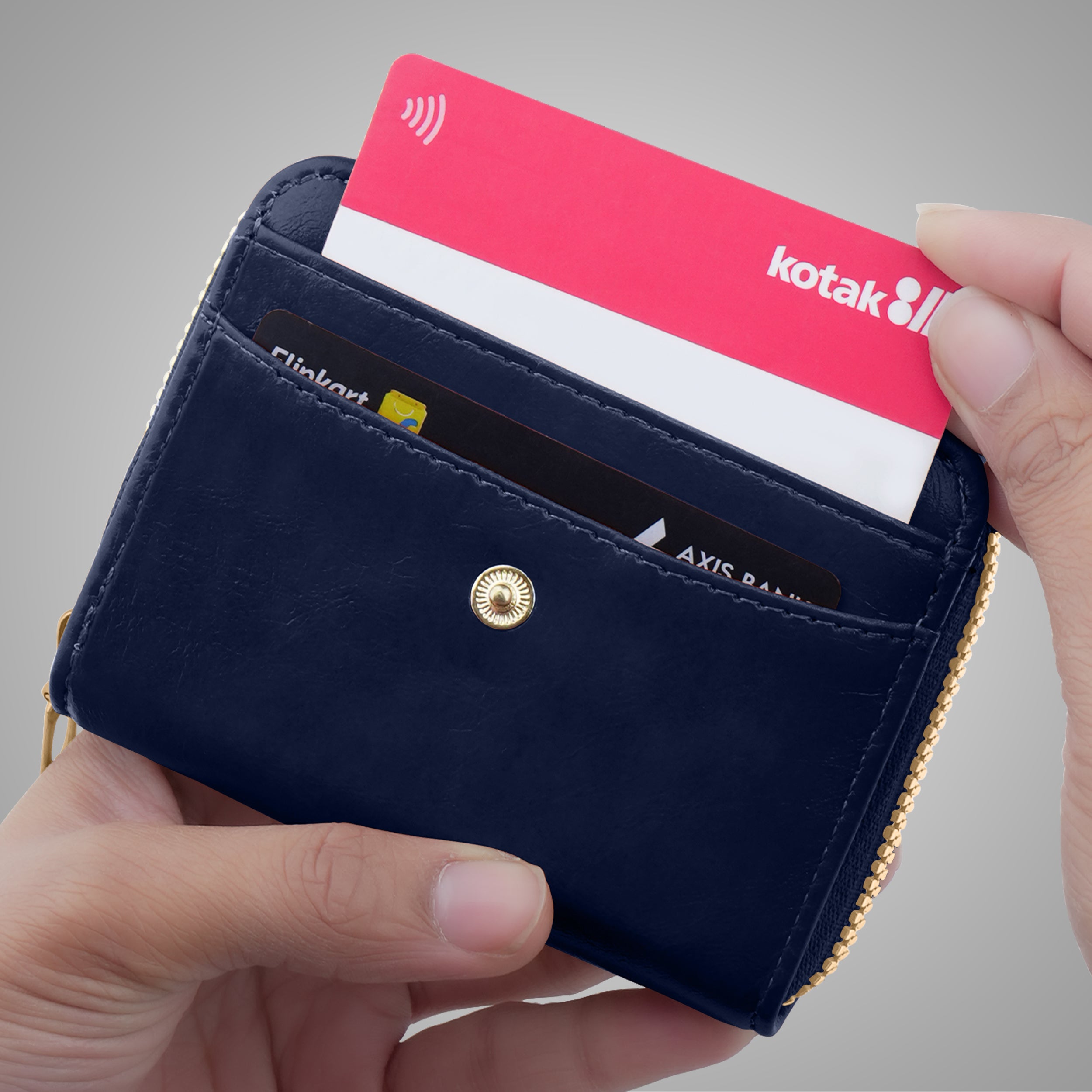 Rogue Fold Vegan Leather Zipper Wallet - Blue