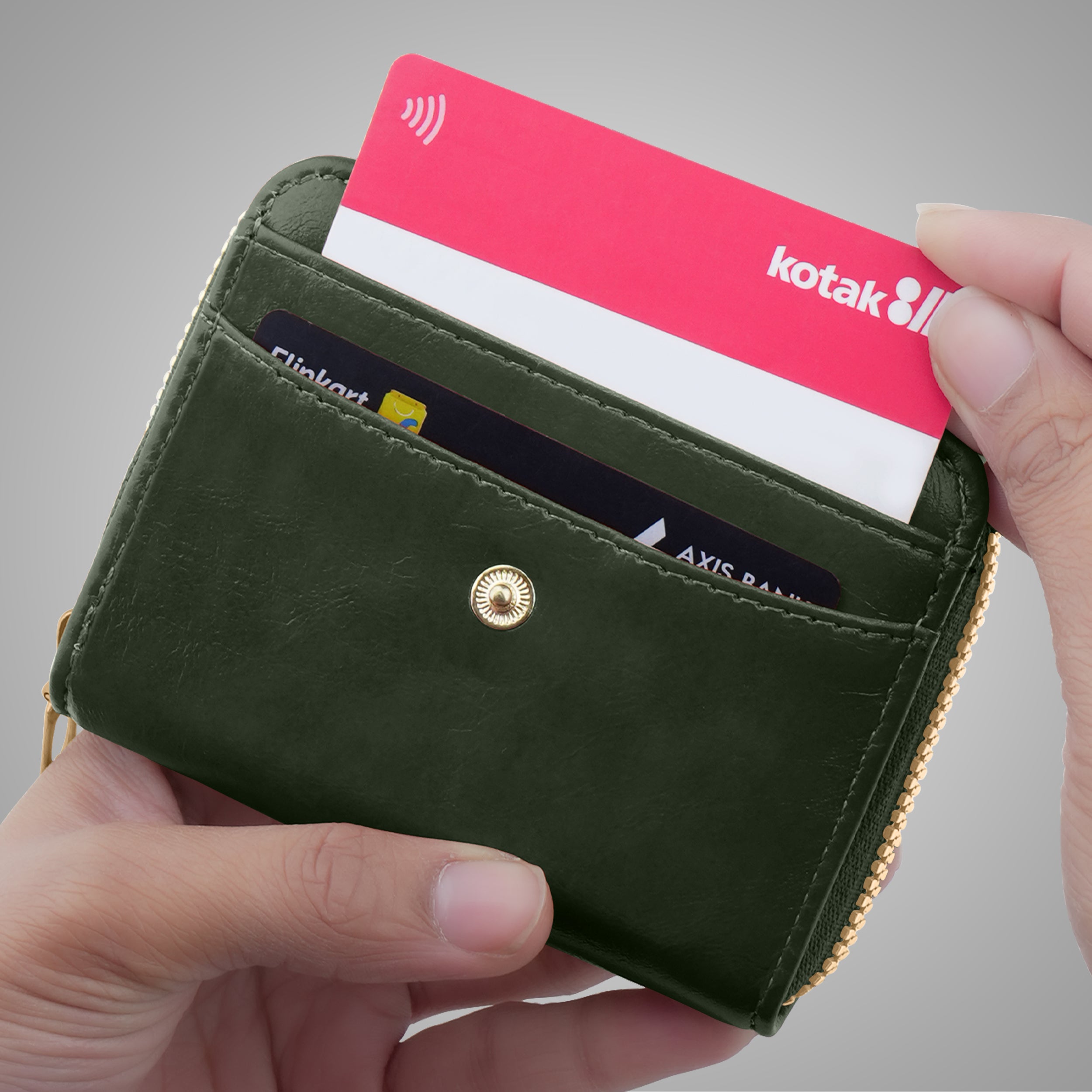 Rogue Fold Vegan Leather Zipper Wallet - Green