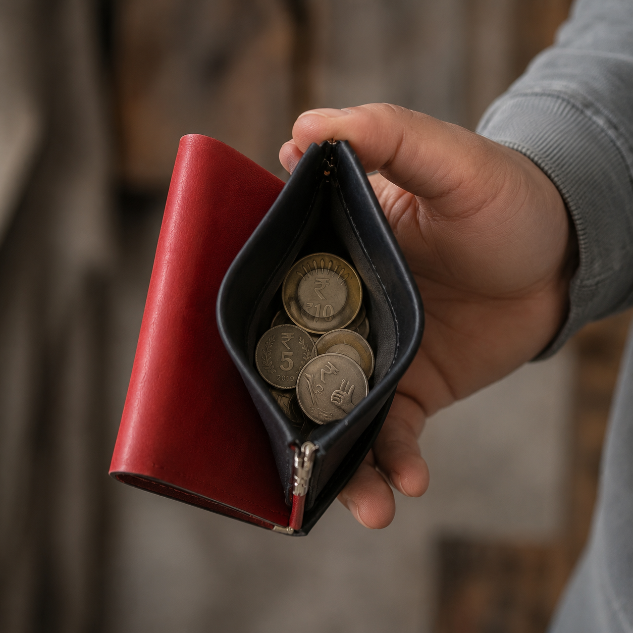 ClickKiss Minimalist Genuine Leather Wallet - Red