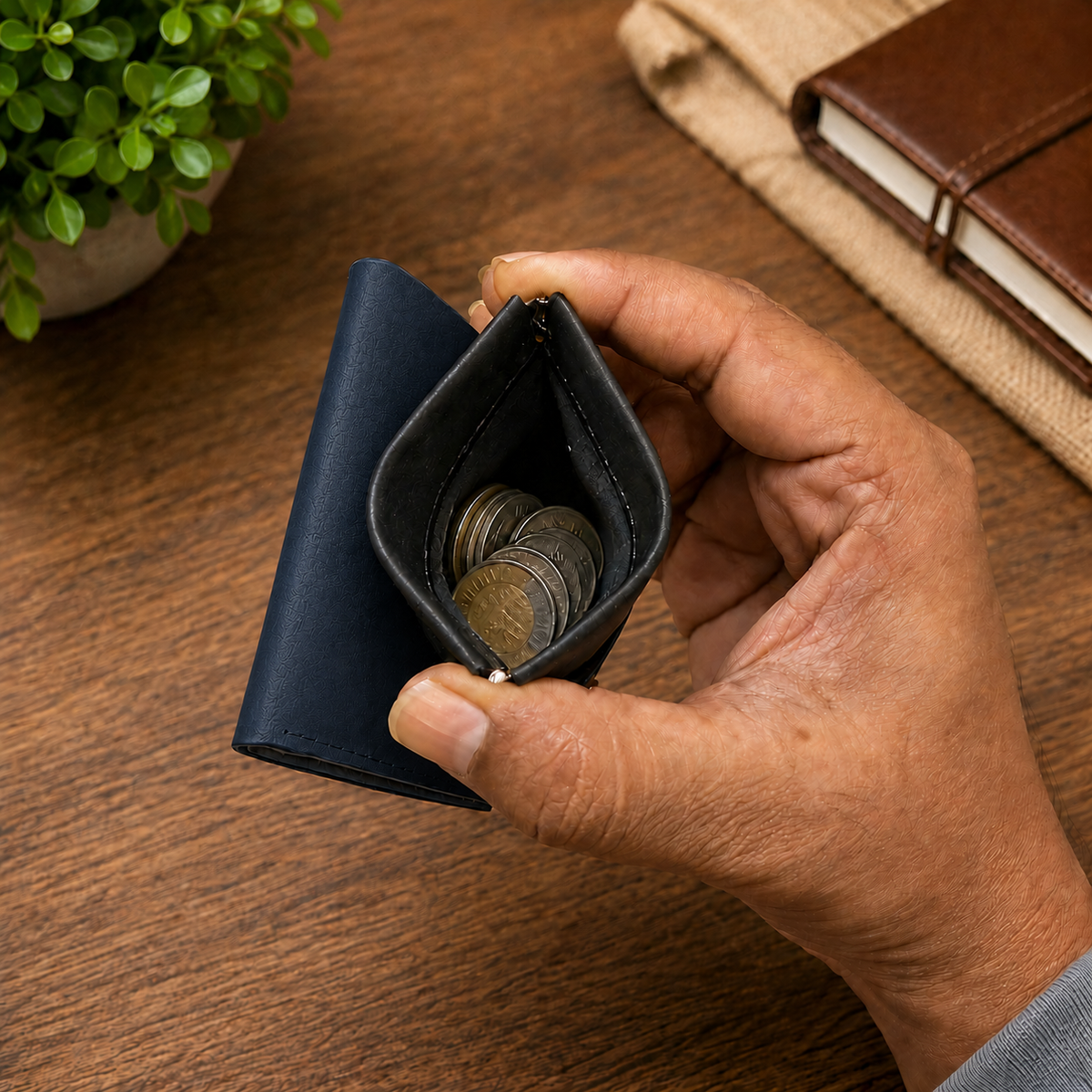 ClickKiss Minimalist Genuine Leather Wallet - Blue