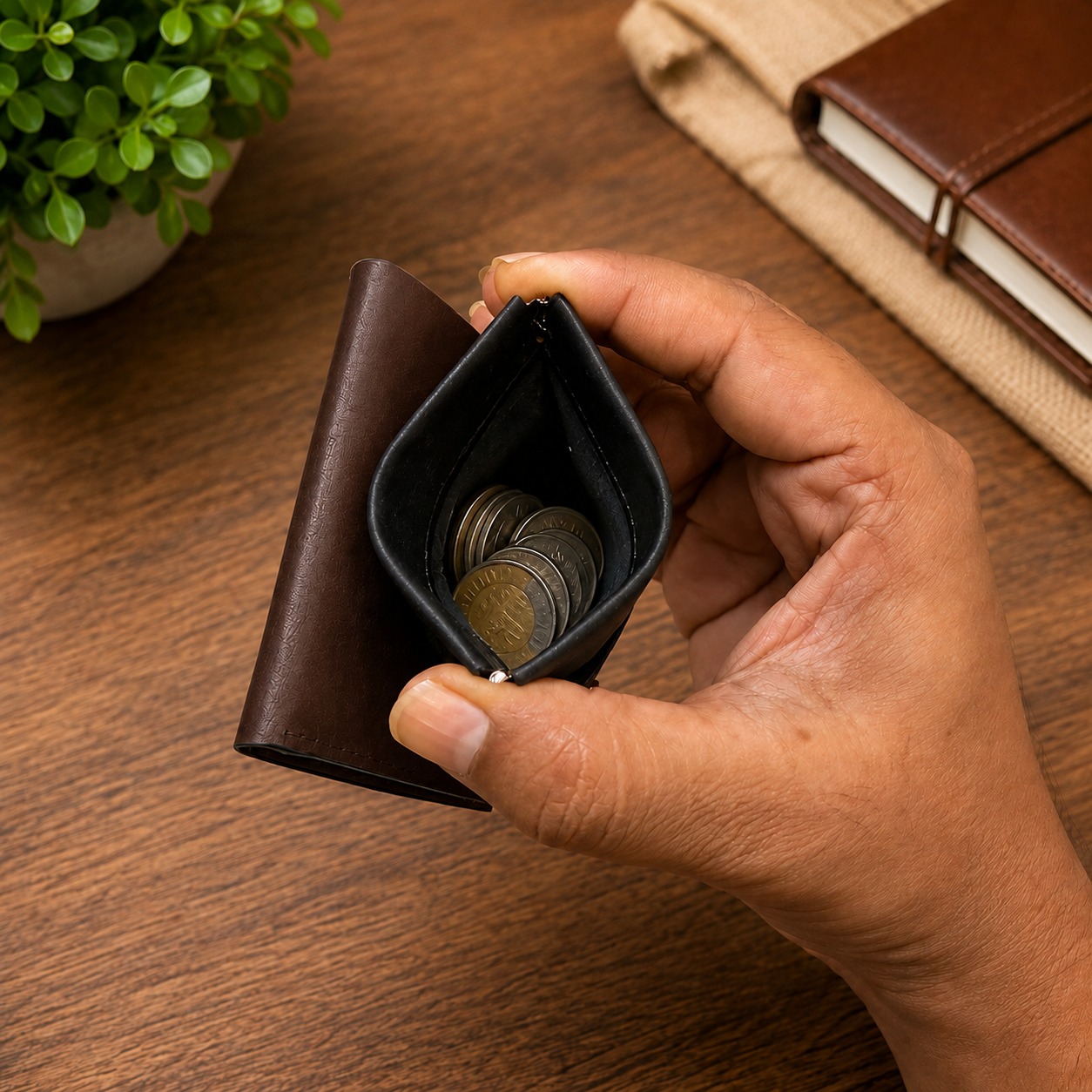ClickKiss Minimalist Genuine Leather Wallet - Brown