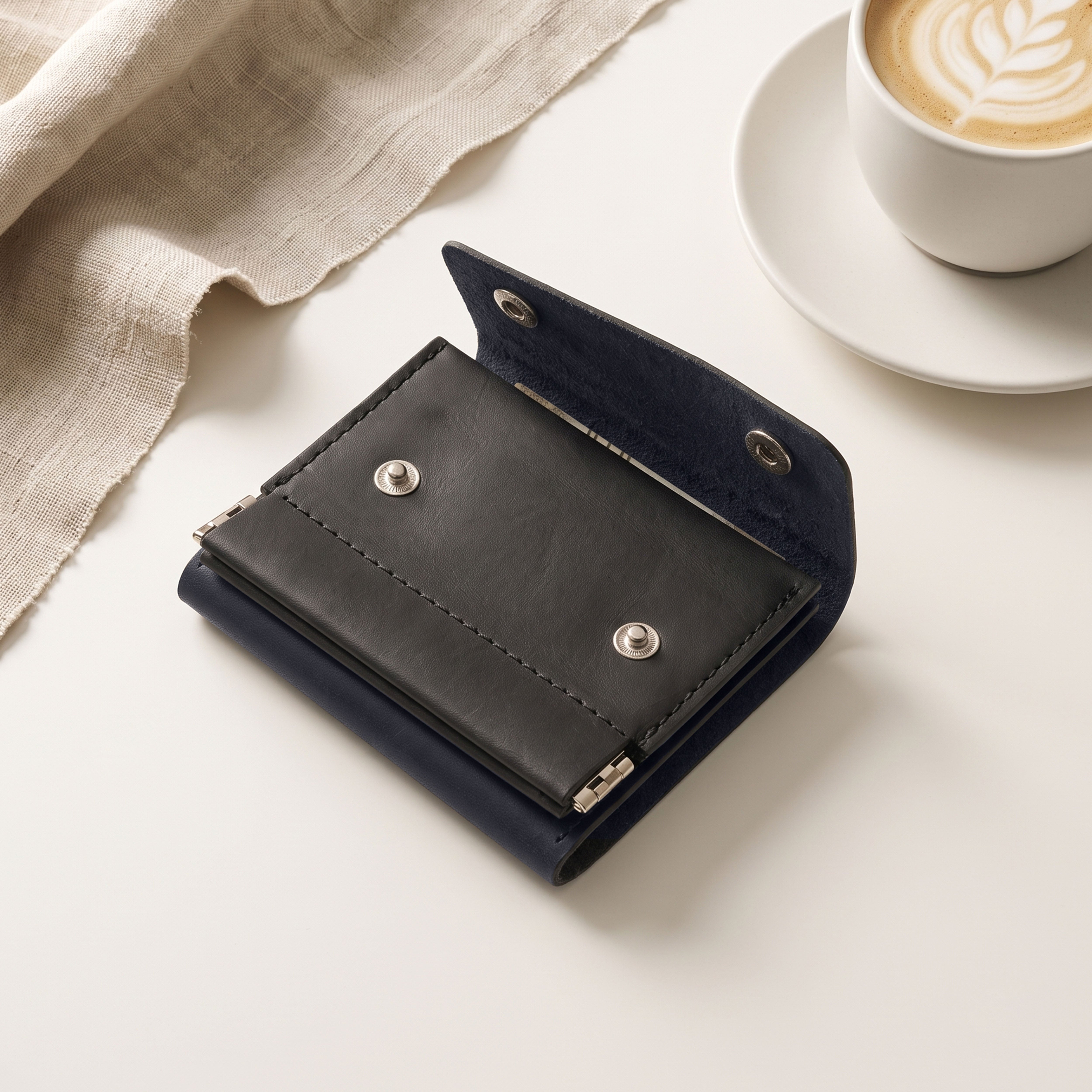 ClickKiss Minimalist Genuine Leather Wallet - Blue