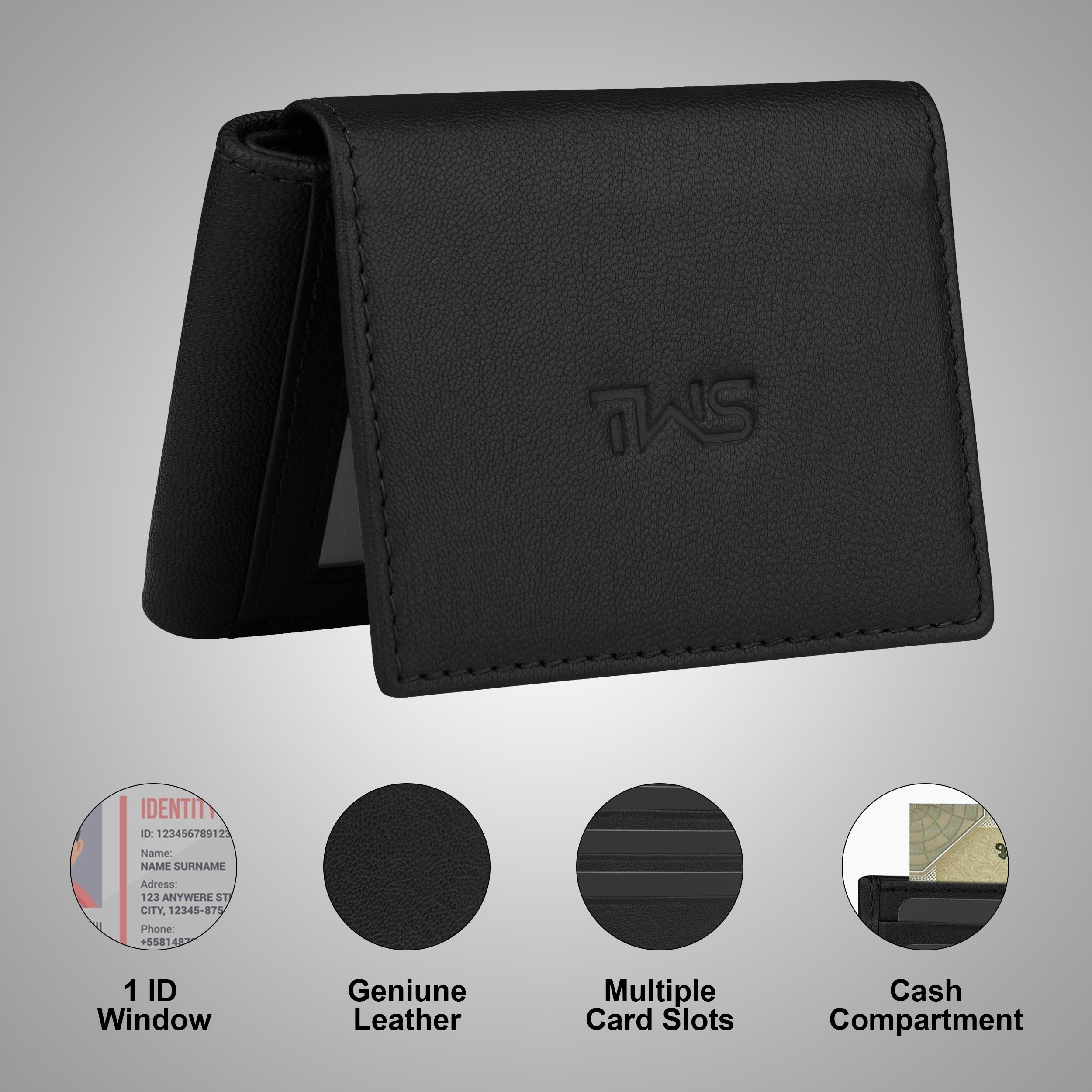Fold Craft Genuine Leather Wallet For Men - Black