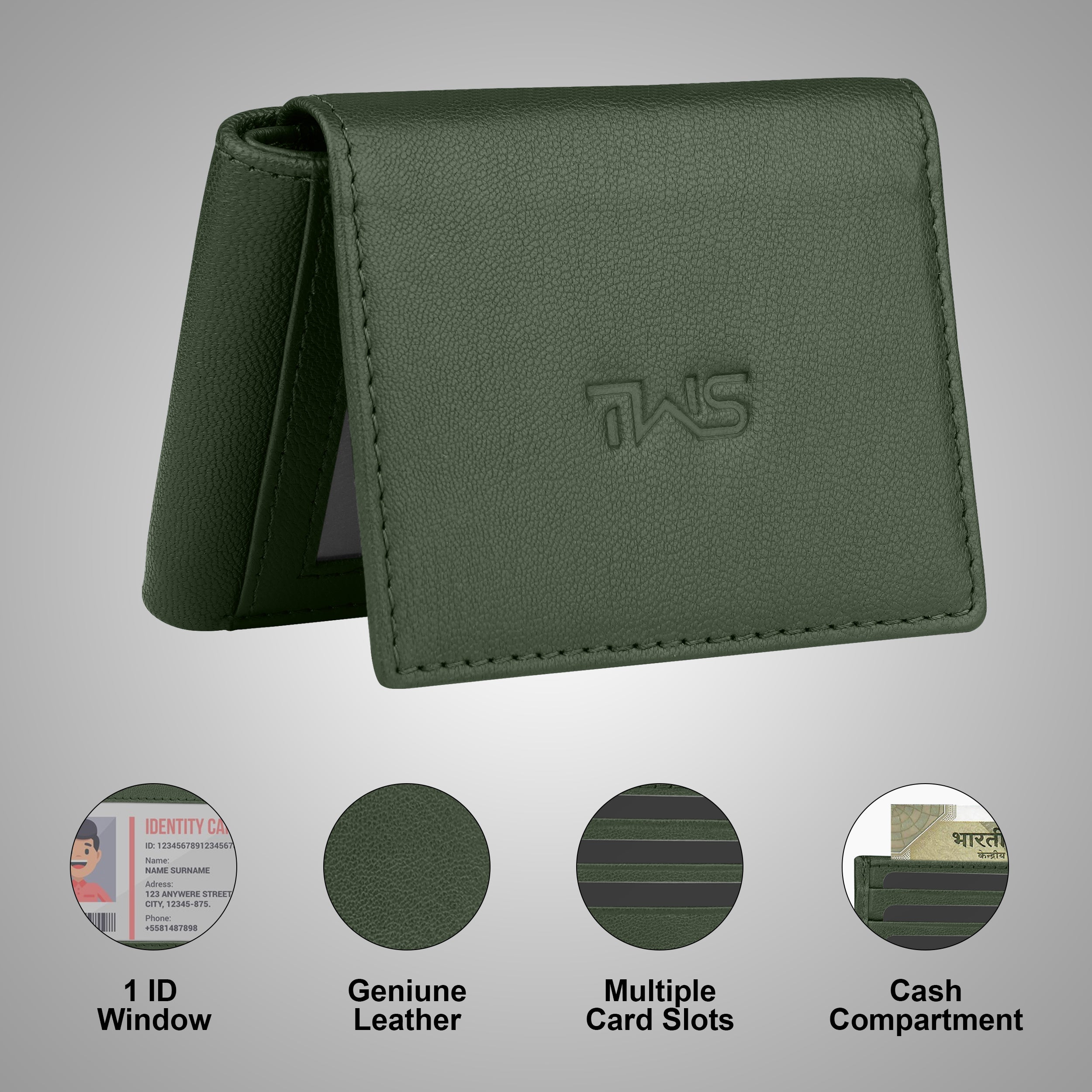 Fold Craft Genuine Leather Wallet For Men - Green