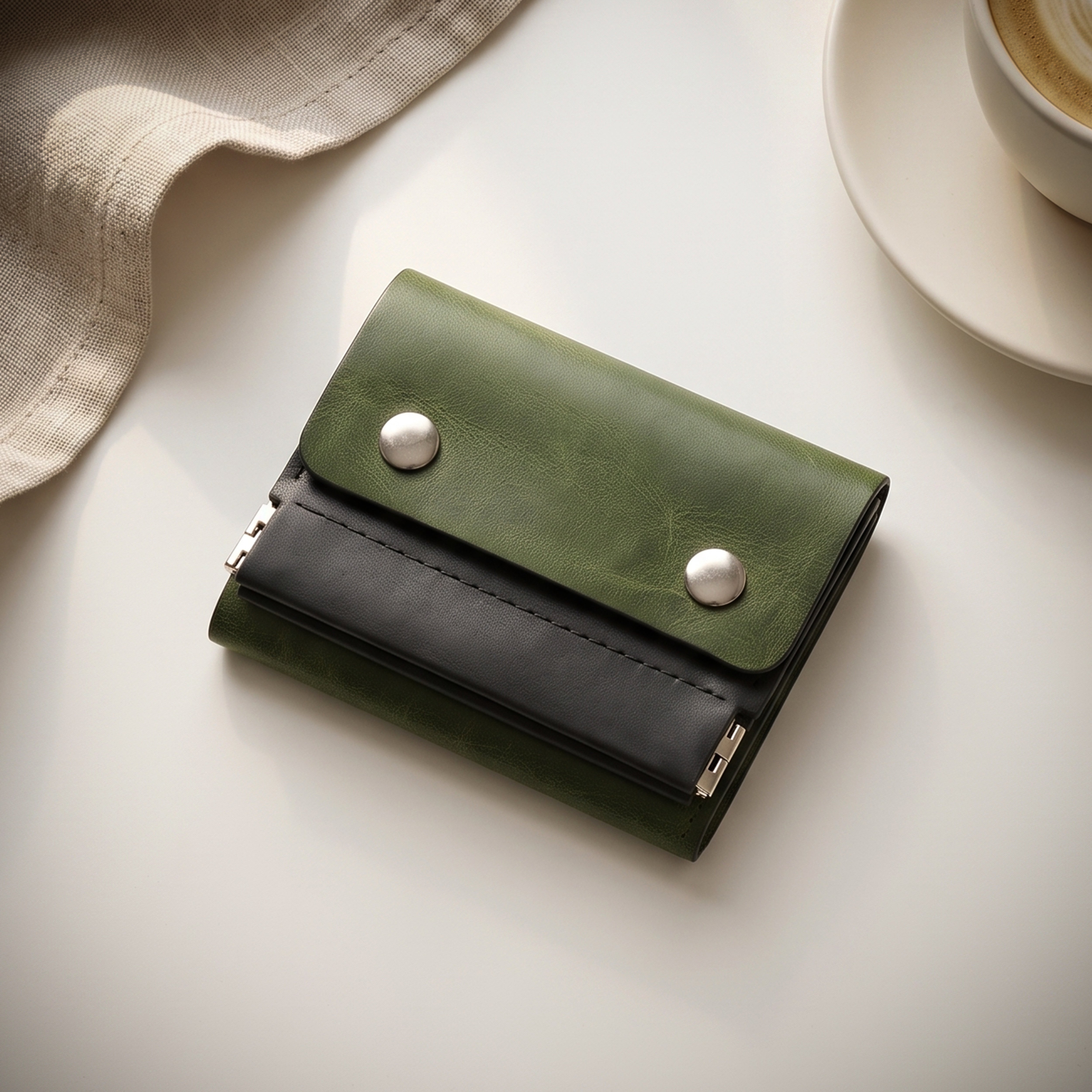 ClickKiss Minimalist Genuine Leather Wallet - Green