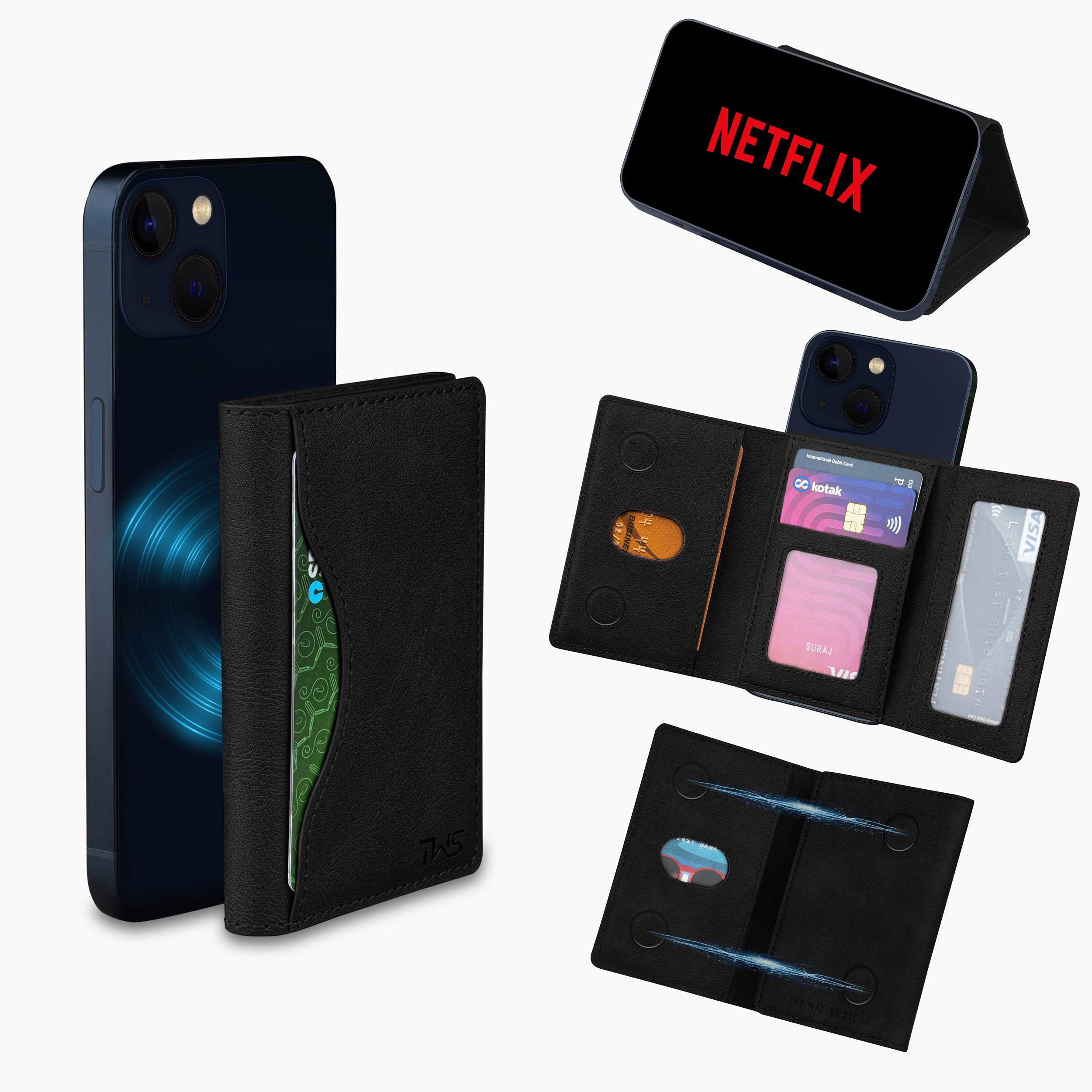 UrbanMag Secure MagSafe Tri-Fold Cardholder - Black
