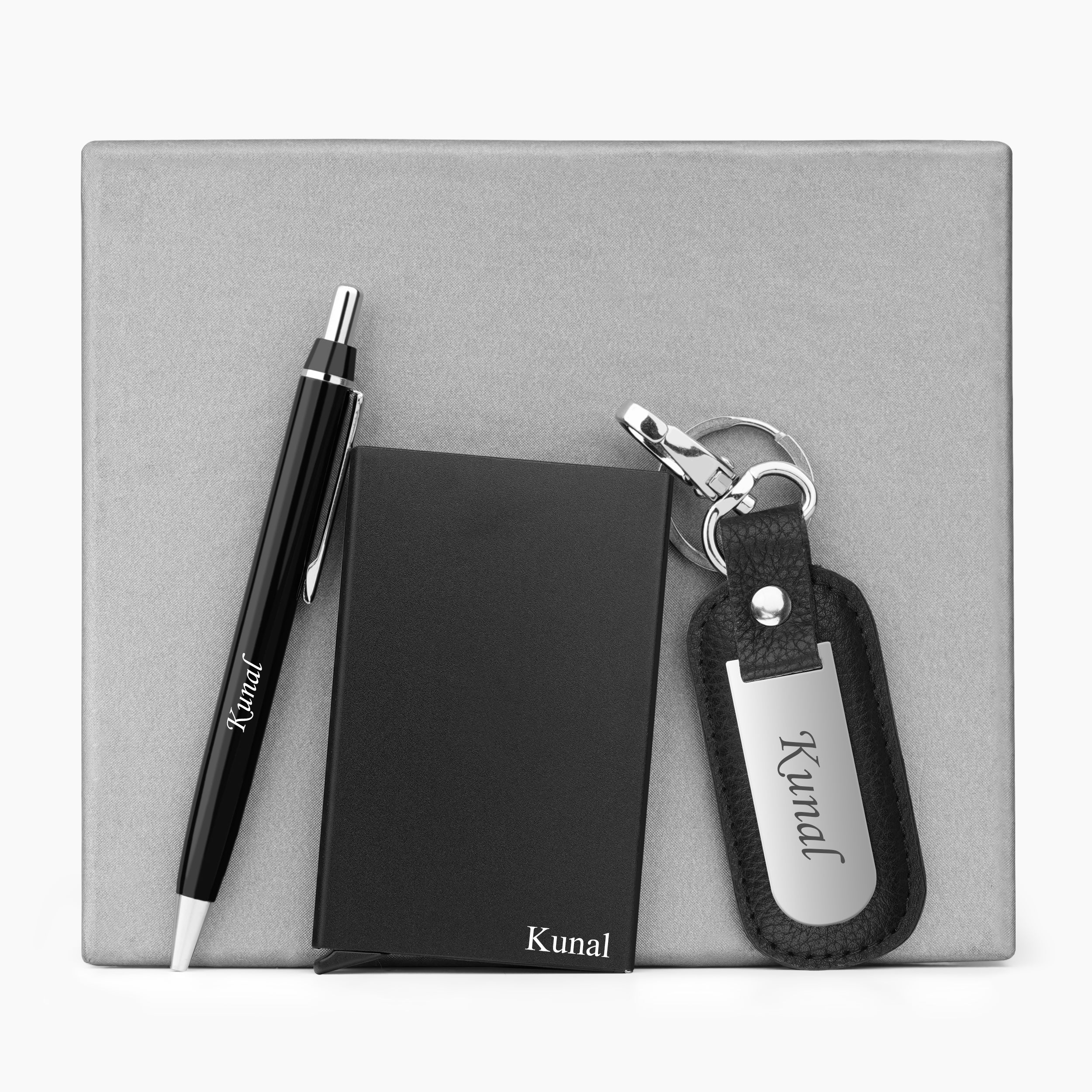 Eminent Trio Personalized Cardholder Keychain & Pen Gift Set