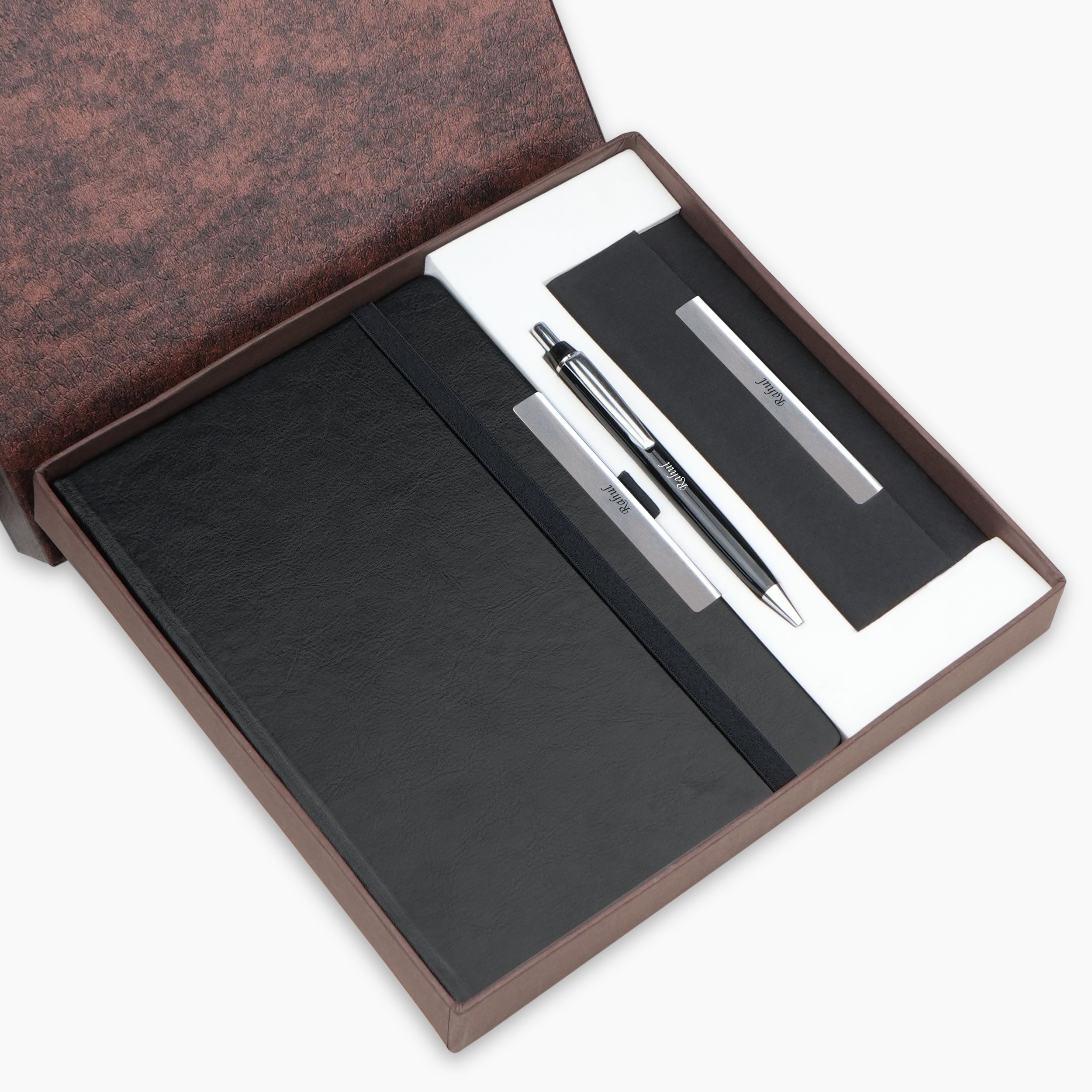 Personalized Leather Lite Diary, Specs Case & Pen Gift Set