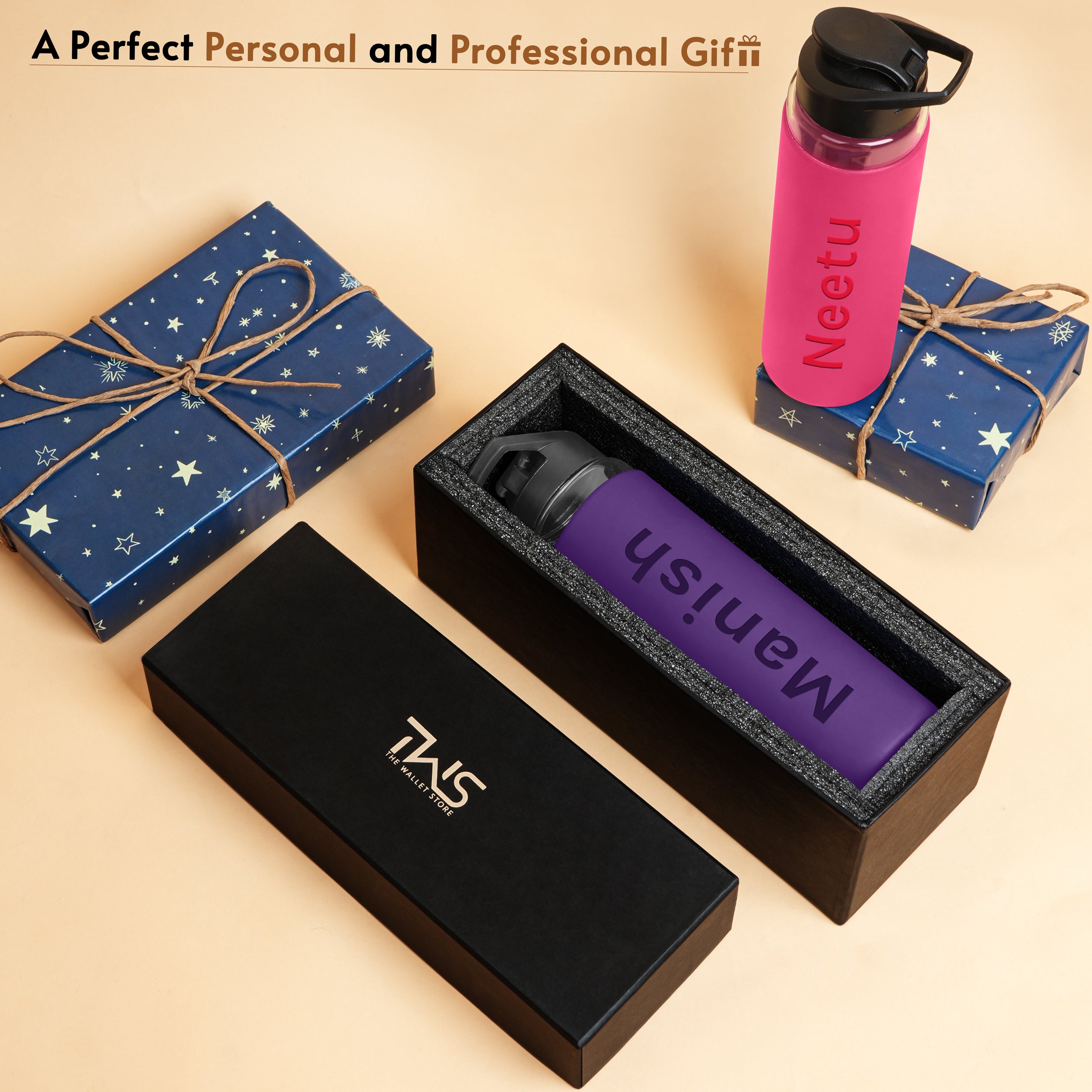 Personalized Pure Wrap Borosilicate Sipper Bottle - Purple