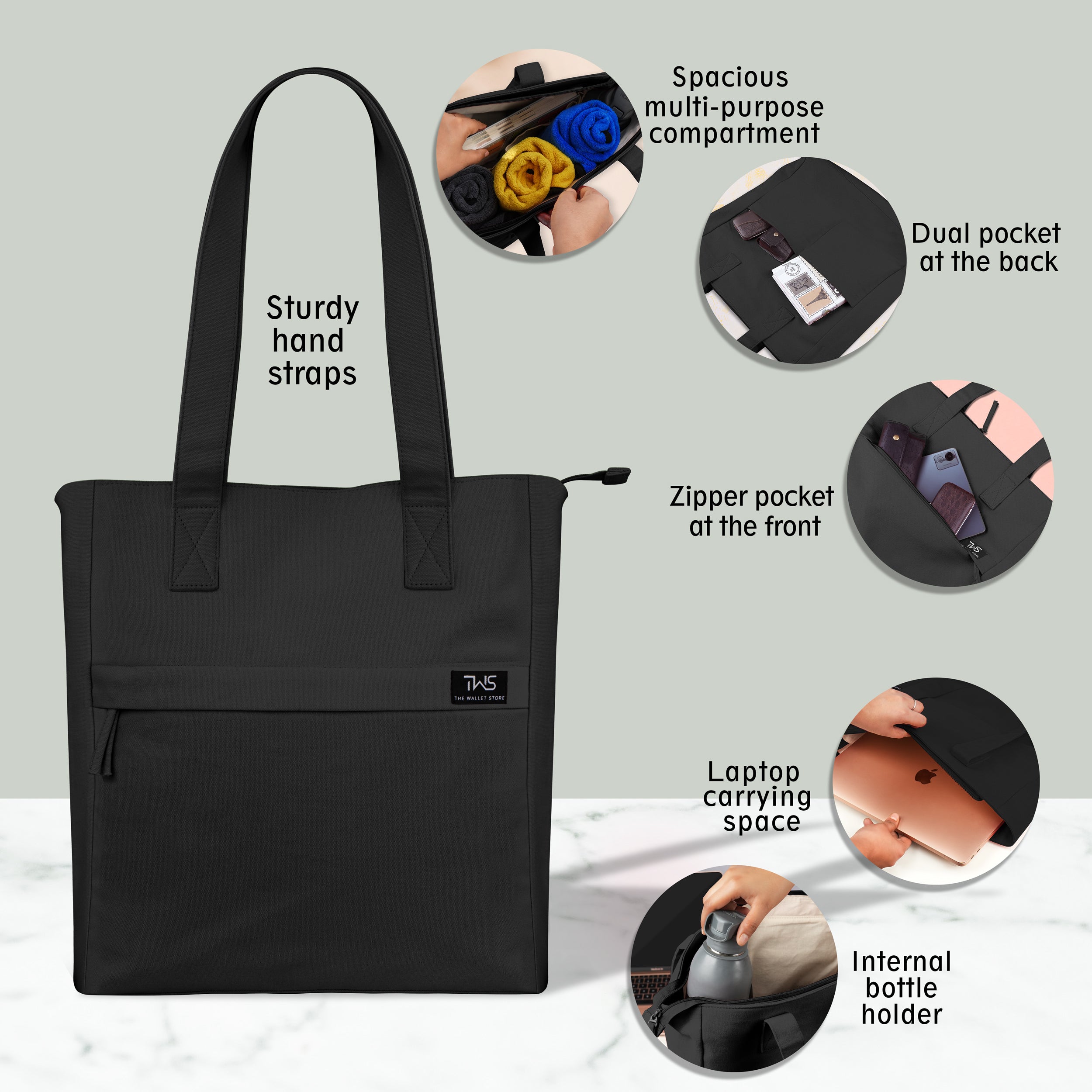 EVERYDAY VIBRANT CANVAS TOTE BAG - BLACK