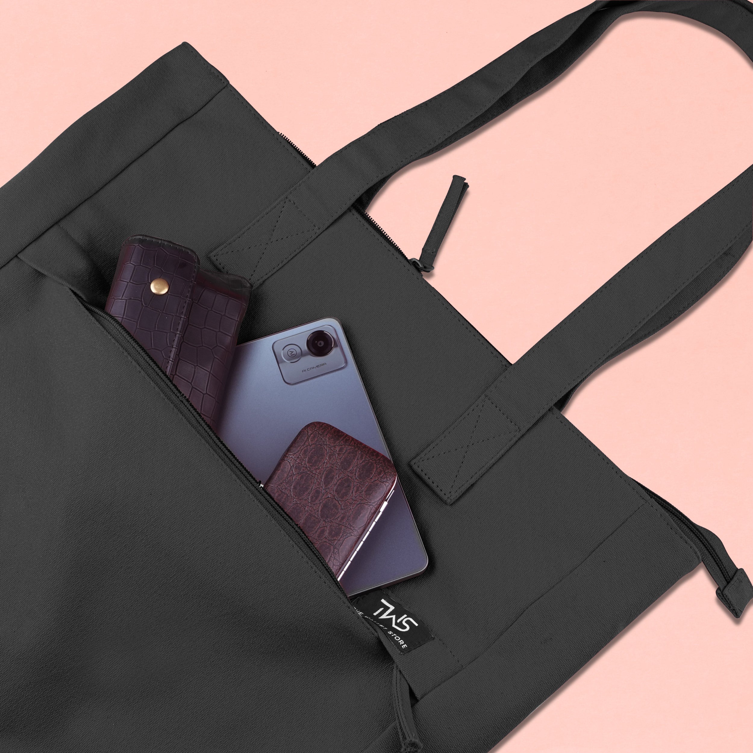 EVERYDAY VIBRANT CANVAS TOTE BAG - BLACK