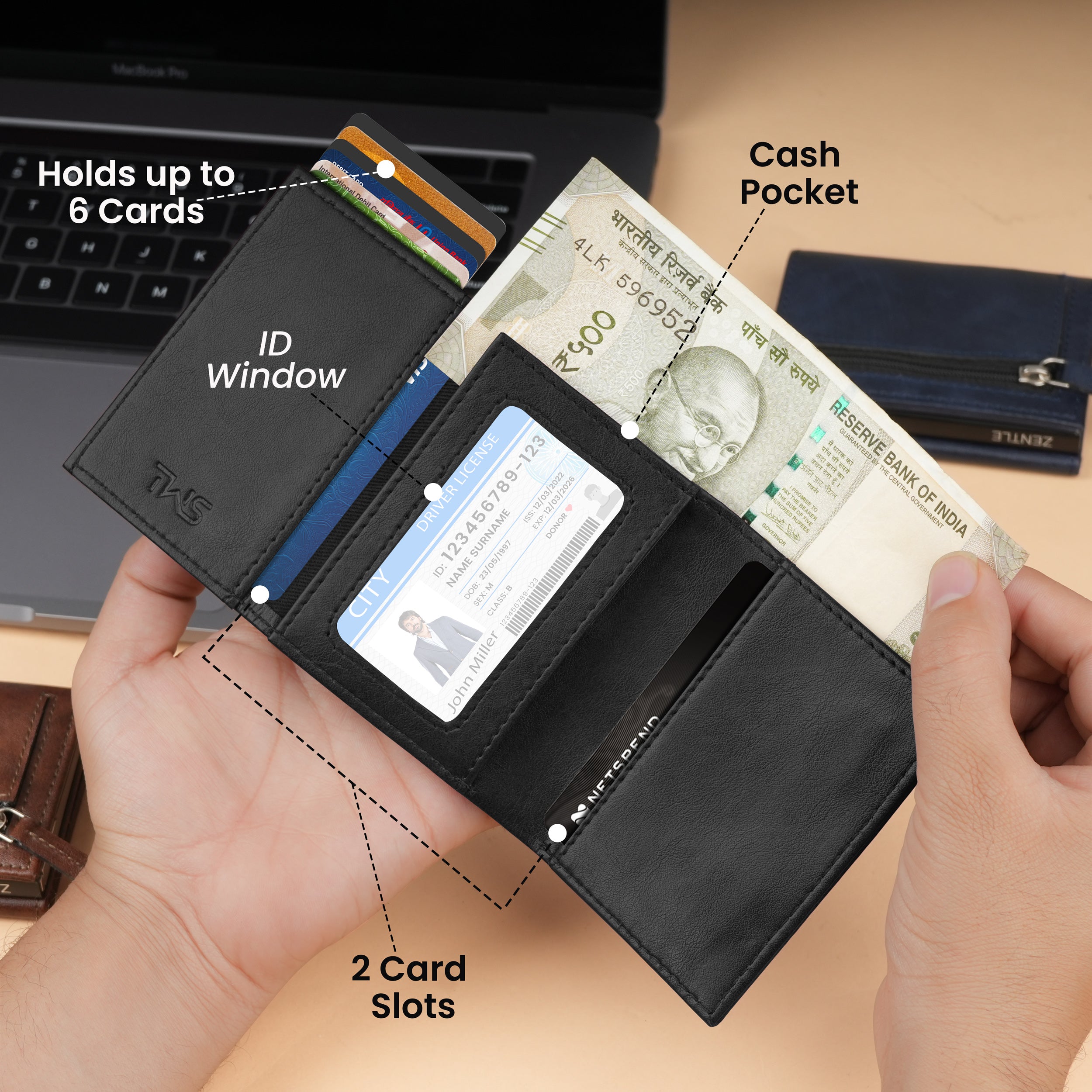 Defender RFID-Protected Wallet Cardholder Gift For Men - Black