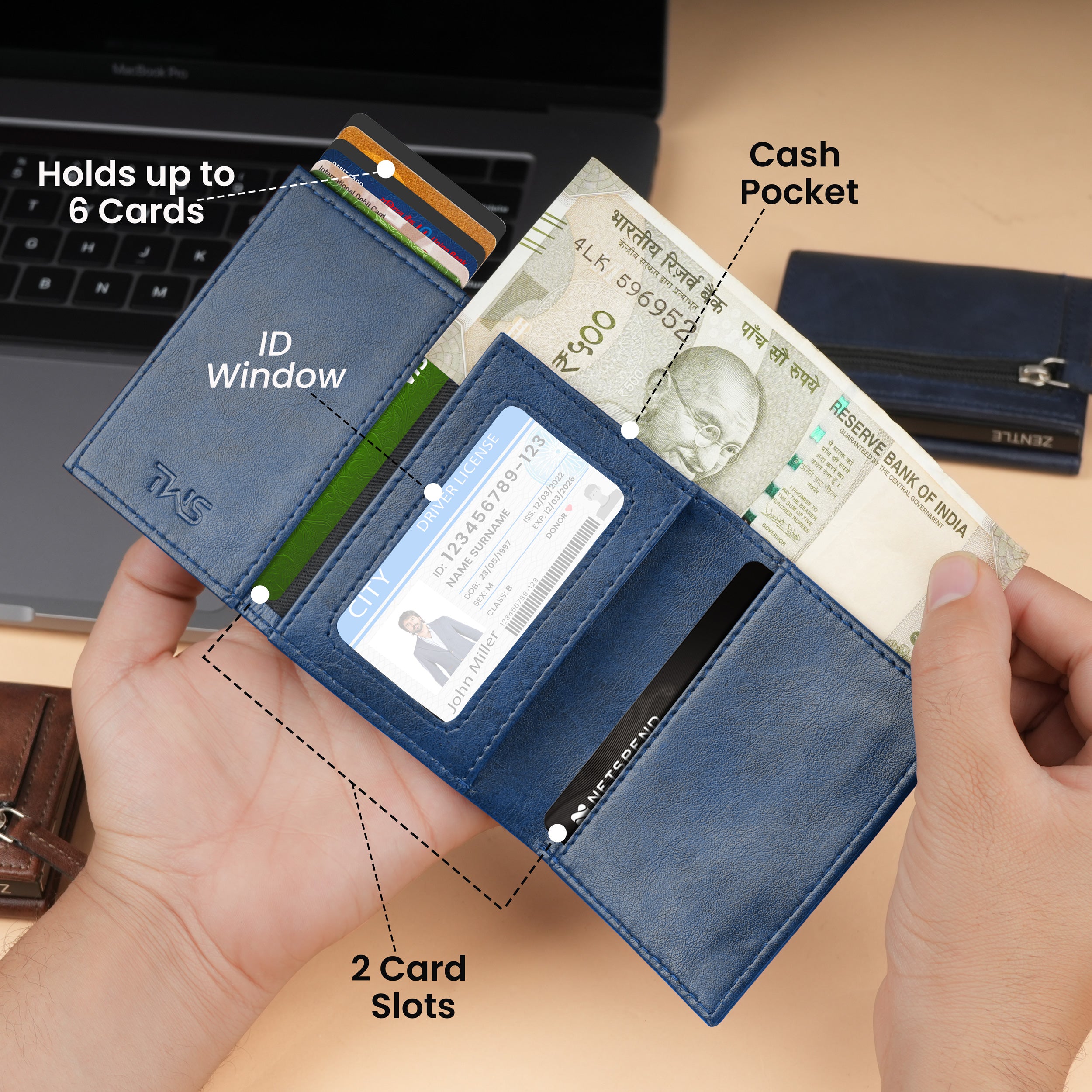 Defender RFID-Protected Wallet Cardholder Gift For Men - Blue
